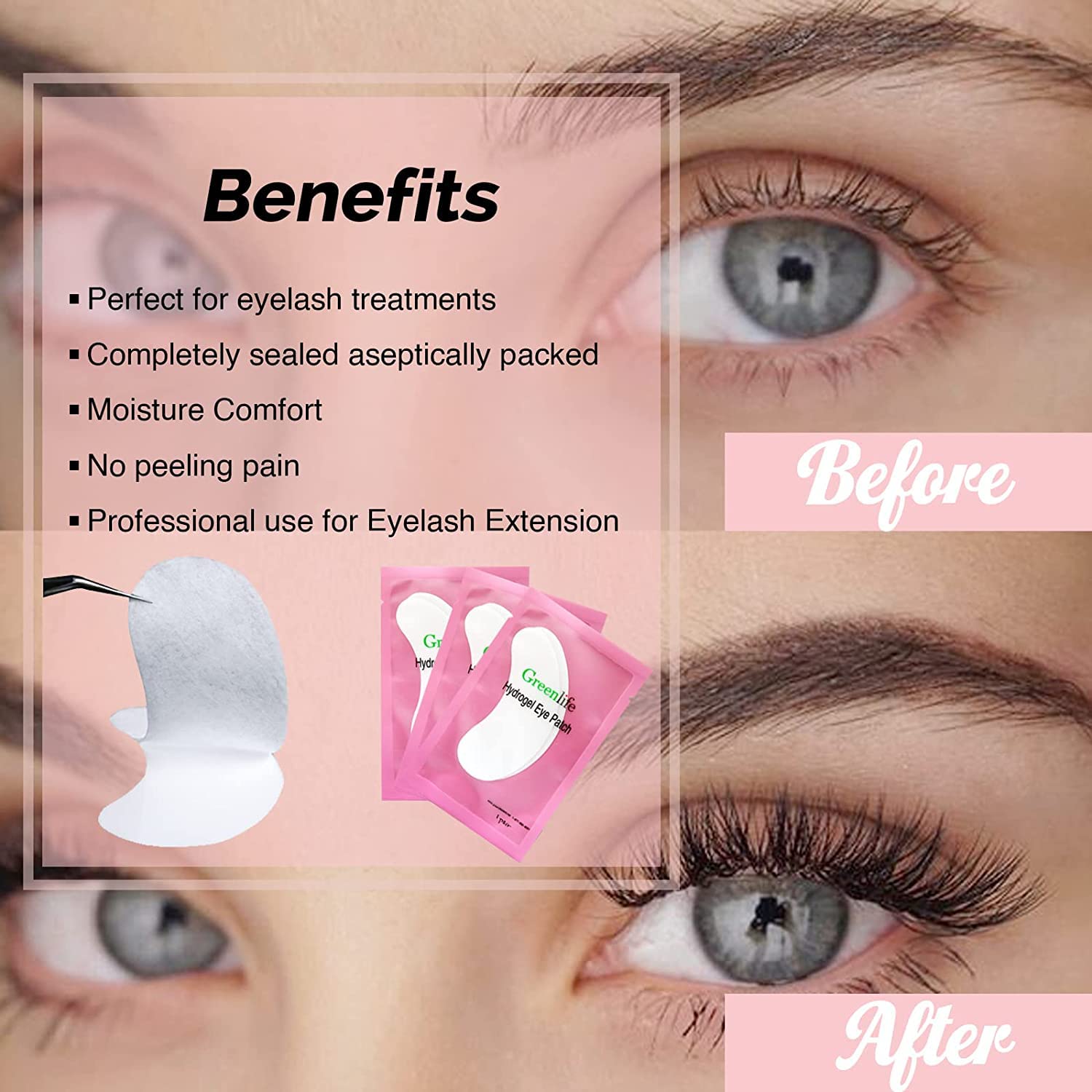 GreenLifeĀ® 200 Pairs Eyelash Lash Extension Under Eye Patches Under Eye Gel Collagen Eye Pads Lint Patches