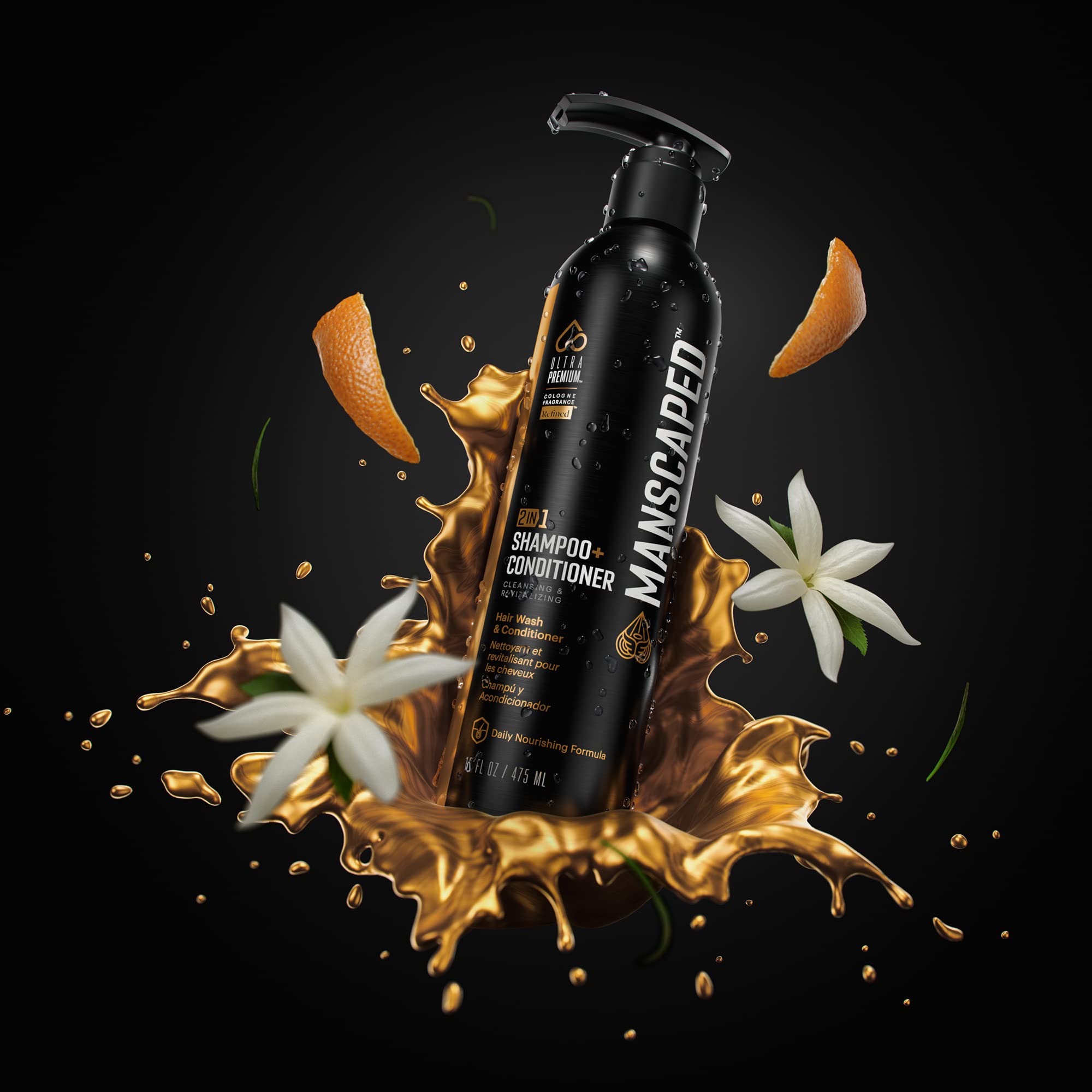 MANSCAPED® 2 In 1 Shampoo & Conditioner, UltraPremium Formula Infused with Sea Kelp, Coconut Water, Aloe for Nourishing and Hydrating Hair (16 oz Bottle)