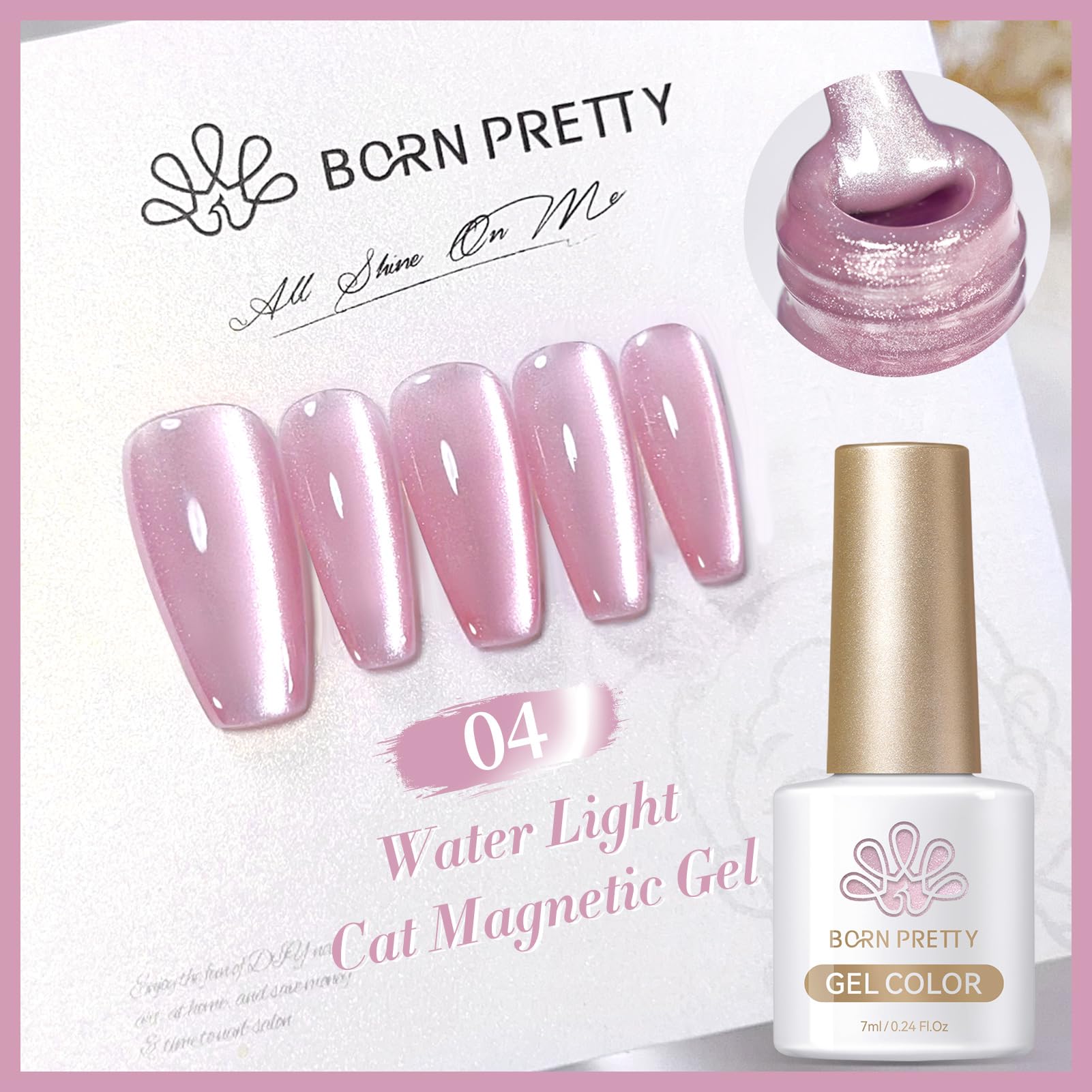 BORN PRETTY Magnetic Gel Nail Polish Jelly Translucent Polish Glitter Shimmer Pearl Auroras U V Gel 6 Colours Pink Nude Nail Lamp Varnish Manicure Kit for Women Gift Set