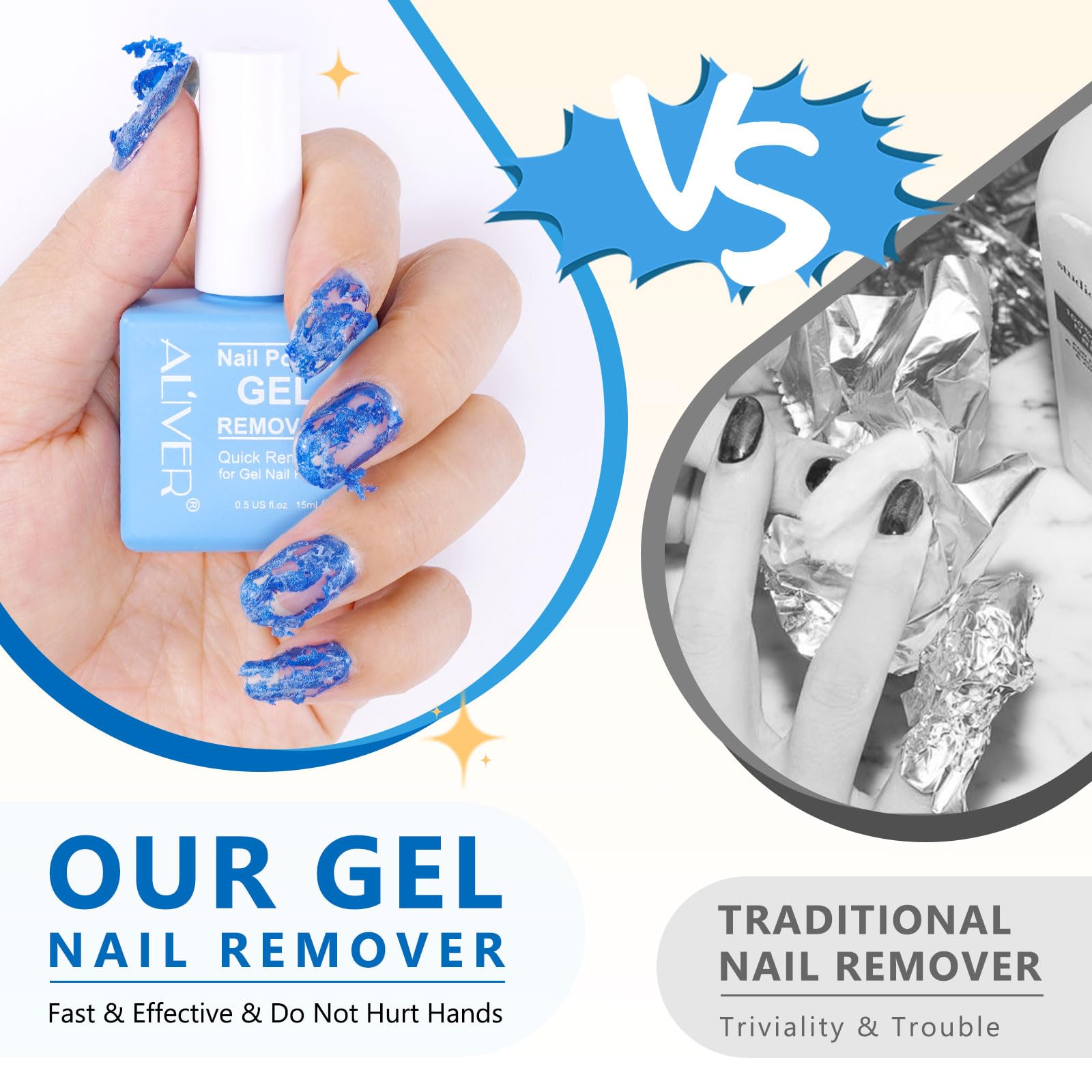 Gel Nail Polish Remover 15 ml with Nail File & Nail Polish Scraper, Professional Gel Remover for Nails, Easily & Quickly Remove Nail Polish in 3-5 Minutes, Doesn't Hurt Nails