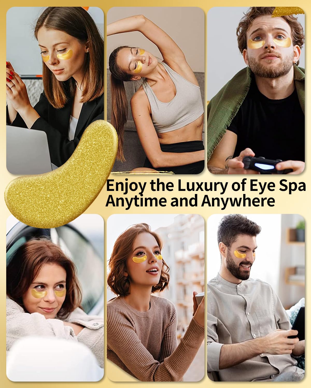Under Eye Patches (48 Pairs) - 24K Gold Eye Masks Skincare Enriched with Abundant Collagen, hyaluronic acid, anti-aging self care eye gel pads for puffy eyes, dark circles and eye bags,wrinkle patches