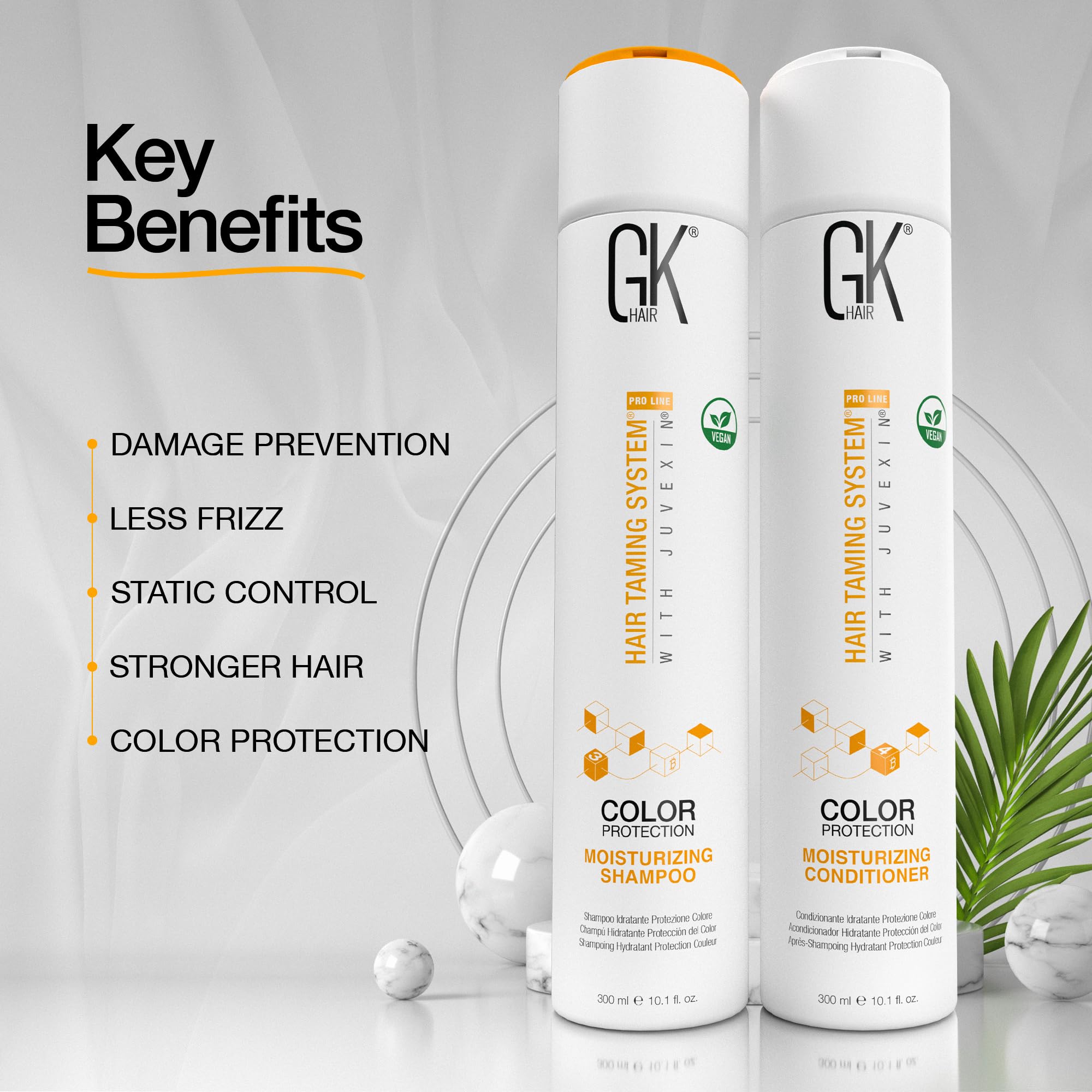 GK HAIR Global Keratin Moisturizing Shampoo and Conditioner Duo Hydrating Formula for Normal to Dry Hair Colour Protection Infused with Keratin Healthier Sulfate Paraben Free Suitable Men Women 300ml