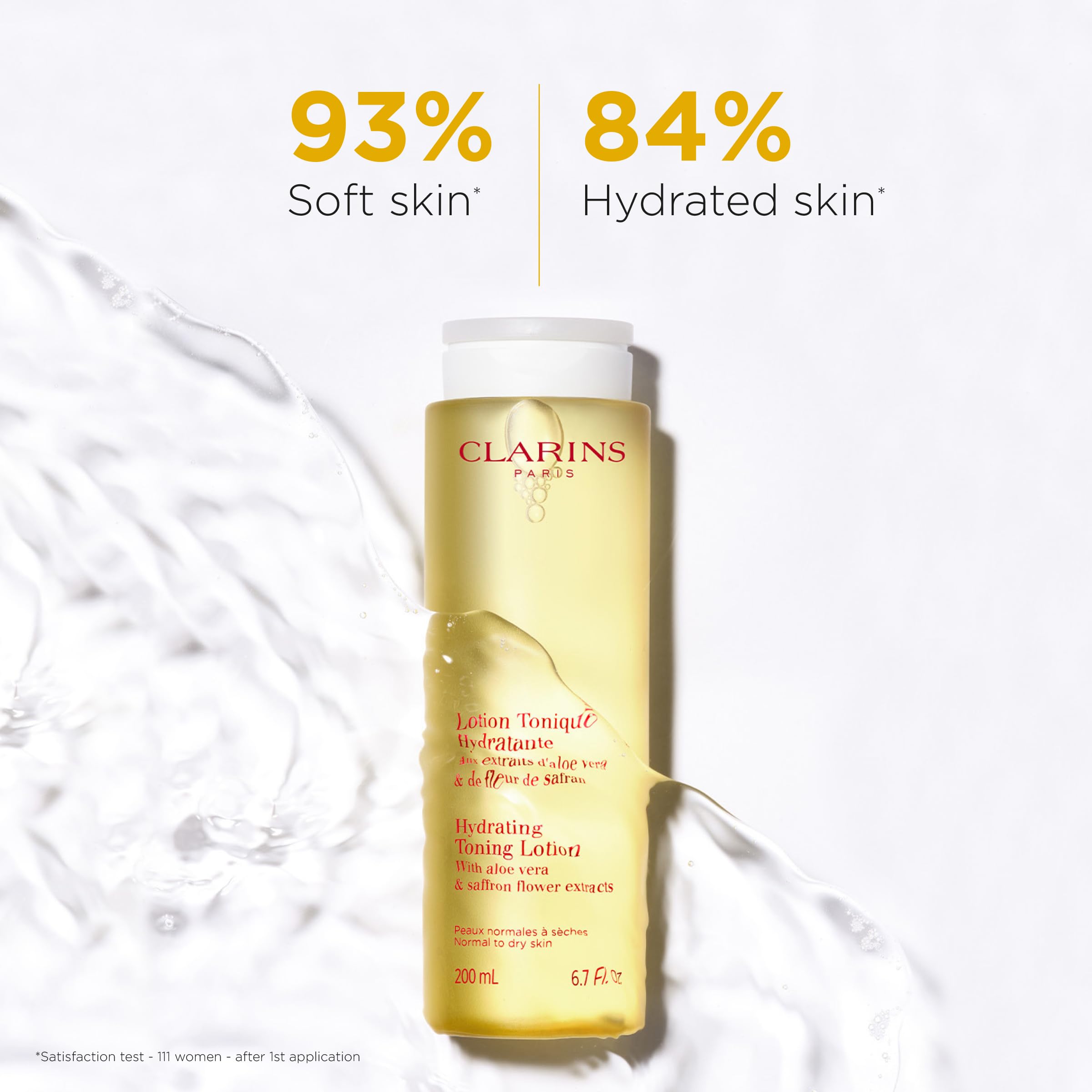 Clarins Hydrating Toning Lotion 200ml | Alcohol-Free Toner with Aloe Vera & Saffron Extracts | Refreshing & Balancing for Normal to Dry Skin