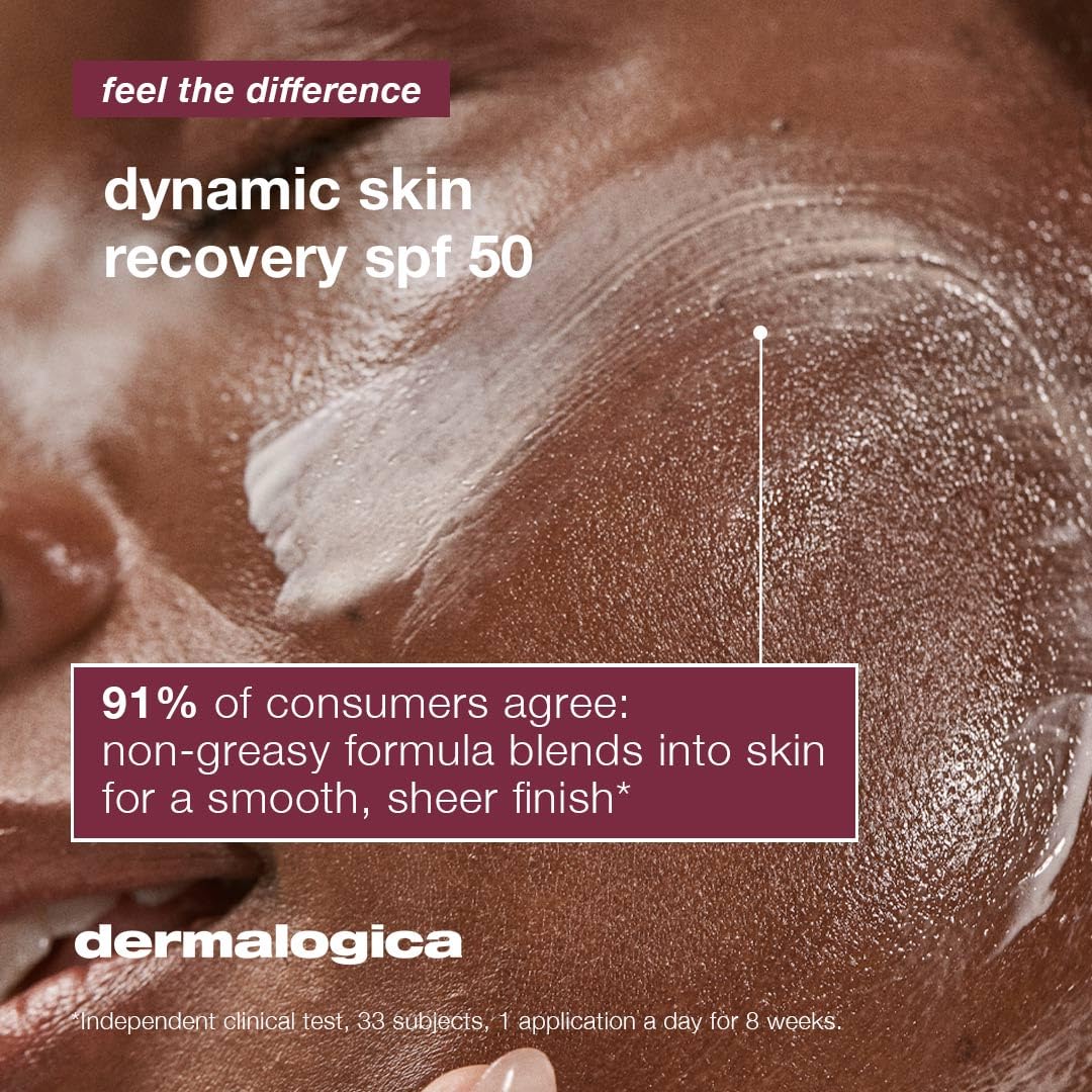 Dermalogica Dynamic Skin Recovery SPF50 Moisturiser - Hydrates & Combats Skin Ageing, Rich In Antioxidant & White Tea, Protects from UVA & UVB Rays, Blends Seamlessly for a Flawless Finish, 15ml