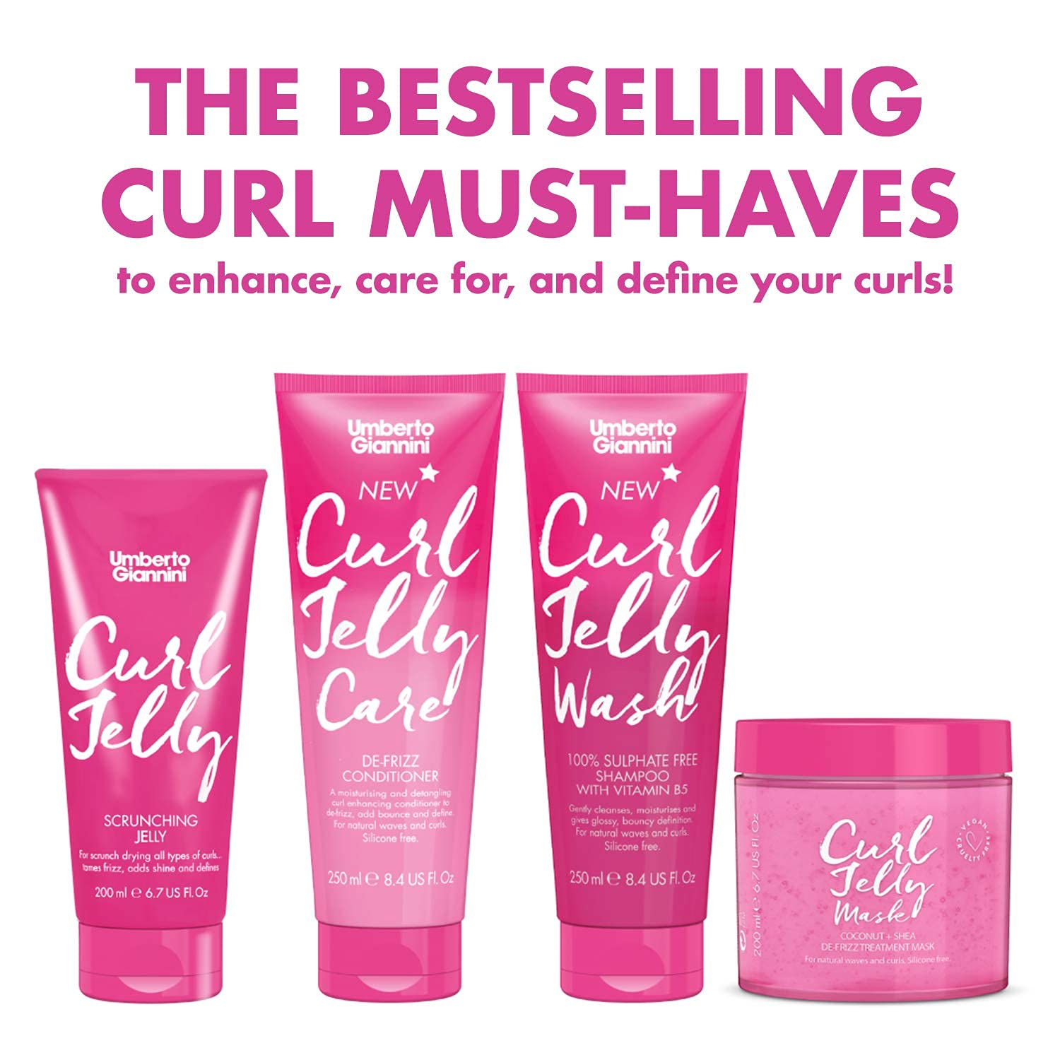 Umberto Giannini Curl Jelly Wash, Vegan, Cruelty Free, & Sulfate Free Shampoo for Curly or Wavy Hair, 250ml