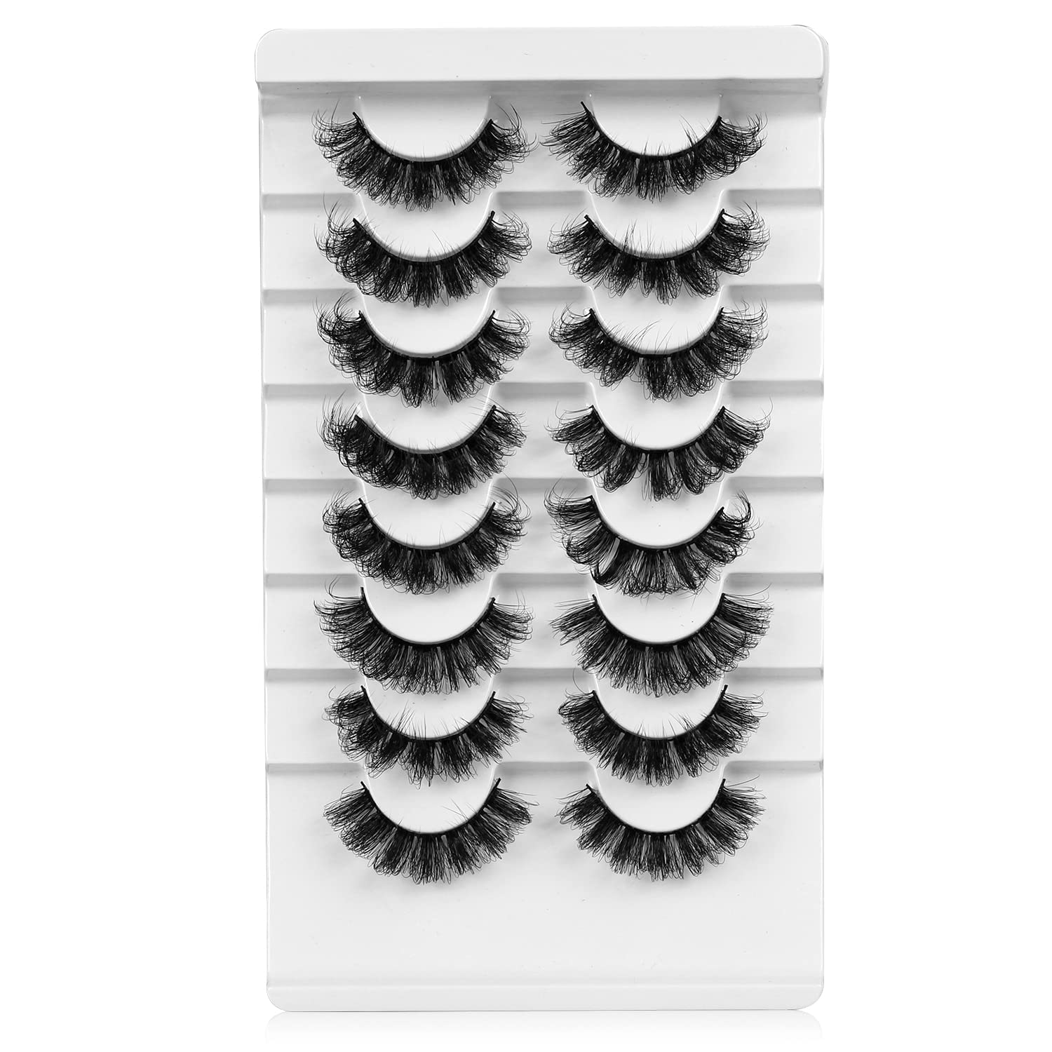 Leipple Mink Lashes Fluffy 8D False Eyelashes Natural Waterproof Thick Fluffy Fake Eyelashes 8 Pairs Cat Eye Lashes(QZ-04)