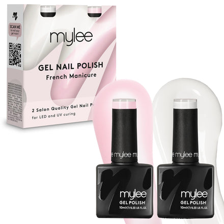 Mylee Gel Nail Polish Duo UV/LED Soak-Off Nail Art Manicure Pedicure for Professional, Salon & Home Use - Long Lasting & Easy to Apply (French Manicure, 2x10ml)