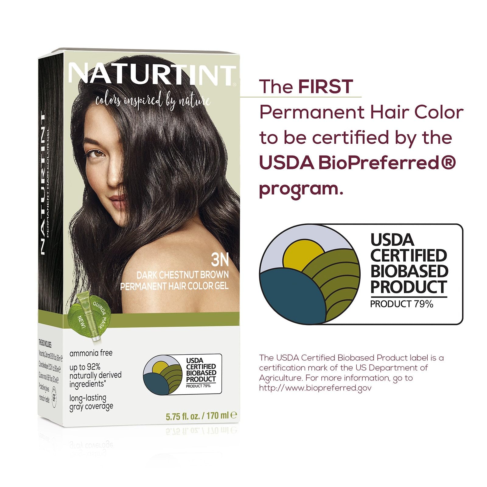 Naturtint 3N Dark Chestnut Brown Permanent Hair Color (Pack of 1), Ammonia Free, Vegan, Cruelty Free, up to 100% Gray Coverage, Long Lasting Results (Packaging may vary)