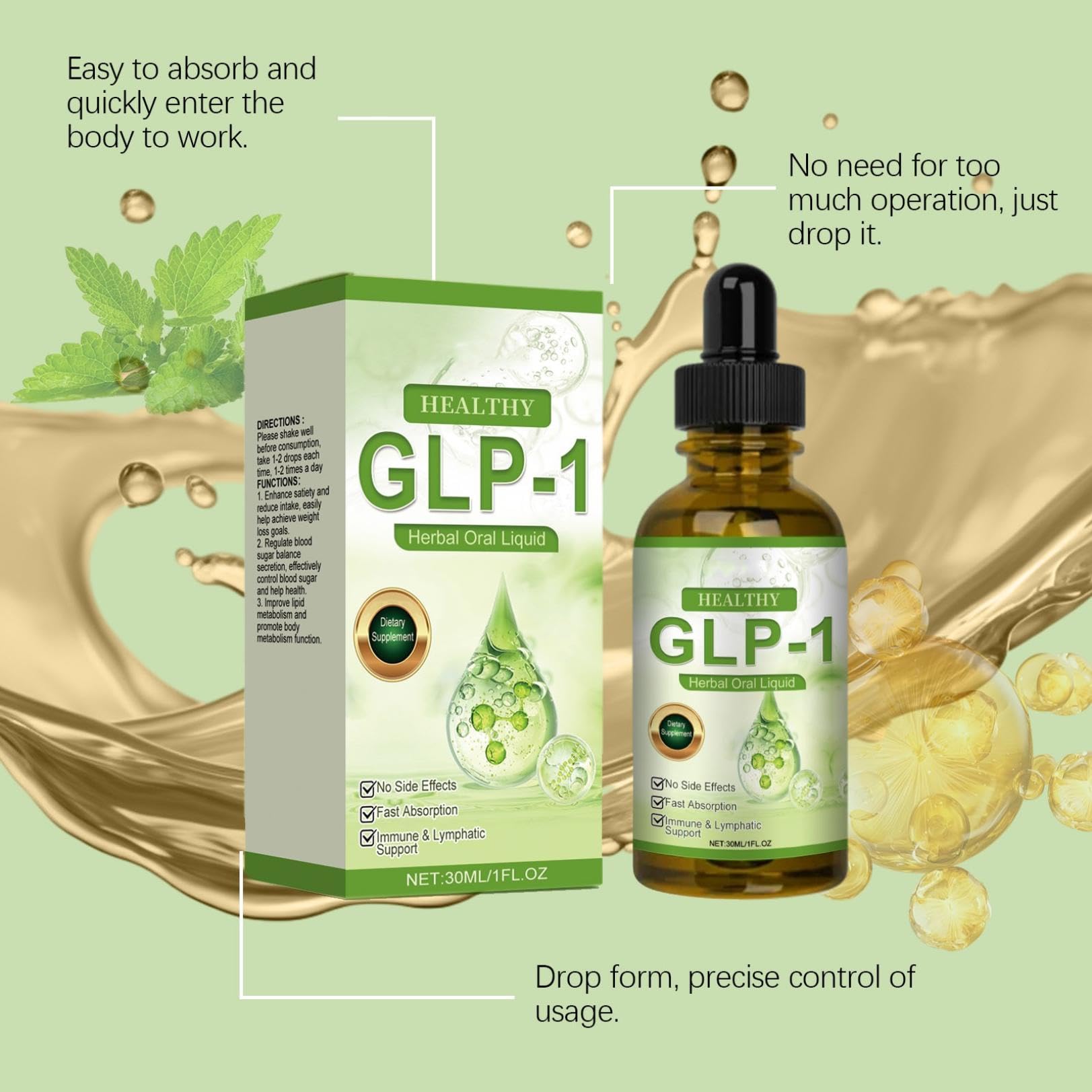 GLP-1 Advanced Supplement Liquid Natural Advanced Liquid Drops Body Care Liquids Drop Maximum Strength Overall Wellness Drops Supplement Liquids Relief Relaxation Daily Energy Support Body Drop (3)
