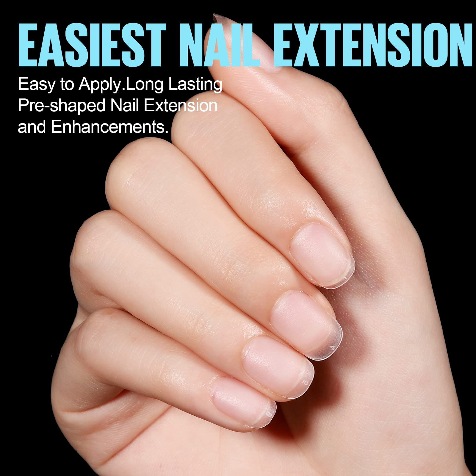TOMICCA Extra Short Oval Nail Tips - 450Pcs Soft Acrylic Nails Tip, 15 Sizes Double-sided Matte No File False Tips, Strong Full Cover Short Gel Tips for Nail Extensions