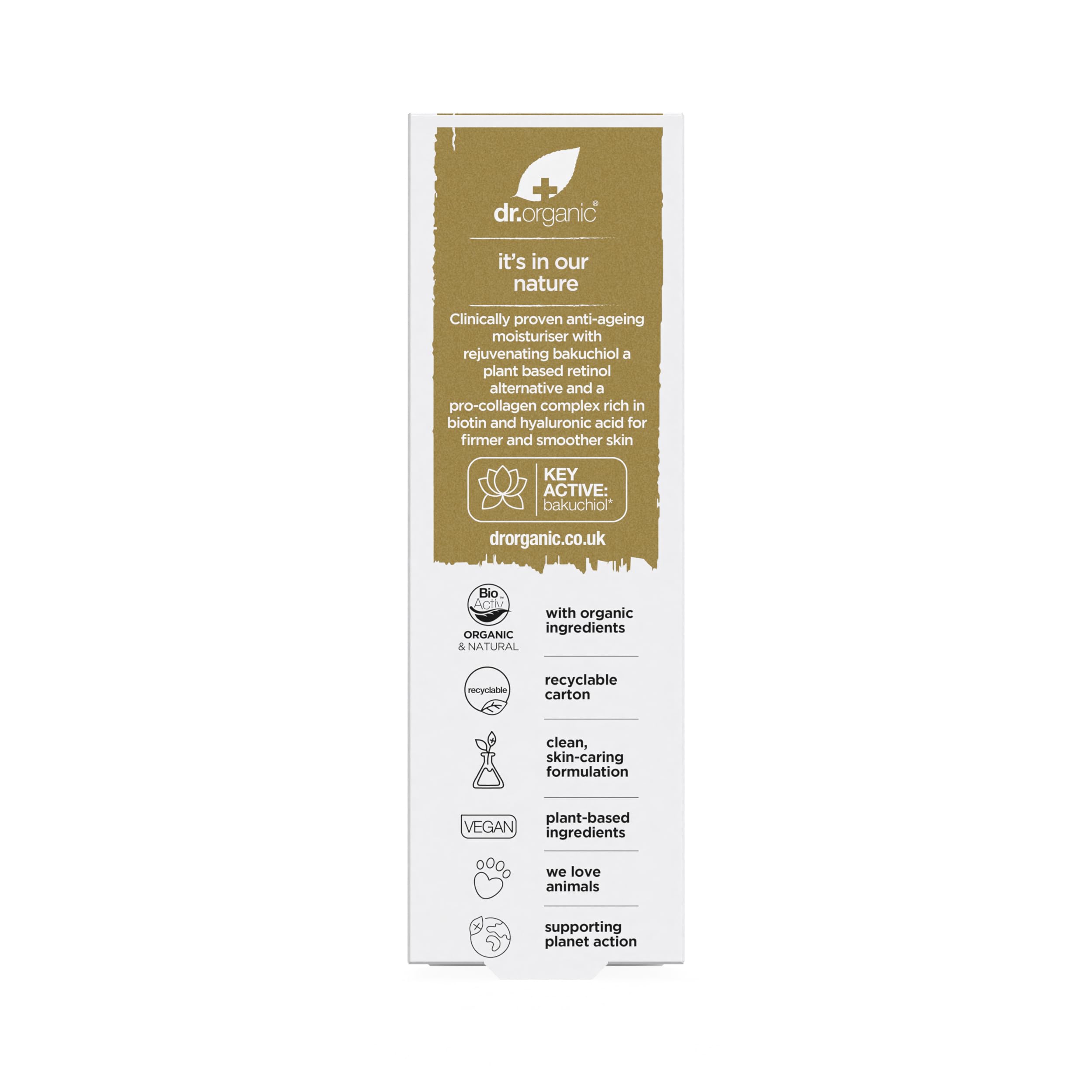 Dr. Organic Pro Collagen Plus + Anti-Ageing Moisturiser with Bakuchiol | Firm & Smooth Skin, Reduces Wrinkles, (Normal Skin) Natural, Certified Organic, Paraben & SLS-Free, 50 mL / 1.7 fl oz