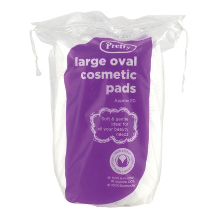 Pretty 50 Large Oval Cotton Cosmetic Pads/Discs - Lint Free, Non Fleecing