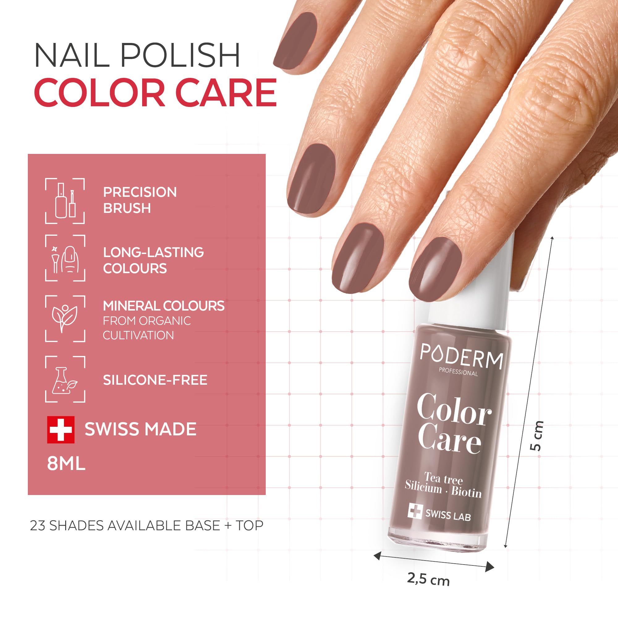 PODERM - FUNGAL NAIL INFECTIONS - SPECIALLY FOR MEN - INVISIBLE SKIN-COLOUR VARNISH - TEA TREE - Corrects and Camouflages Yellow/Damaged Nails from FUNGAL INFECTIONS - Swiss Brand
