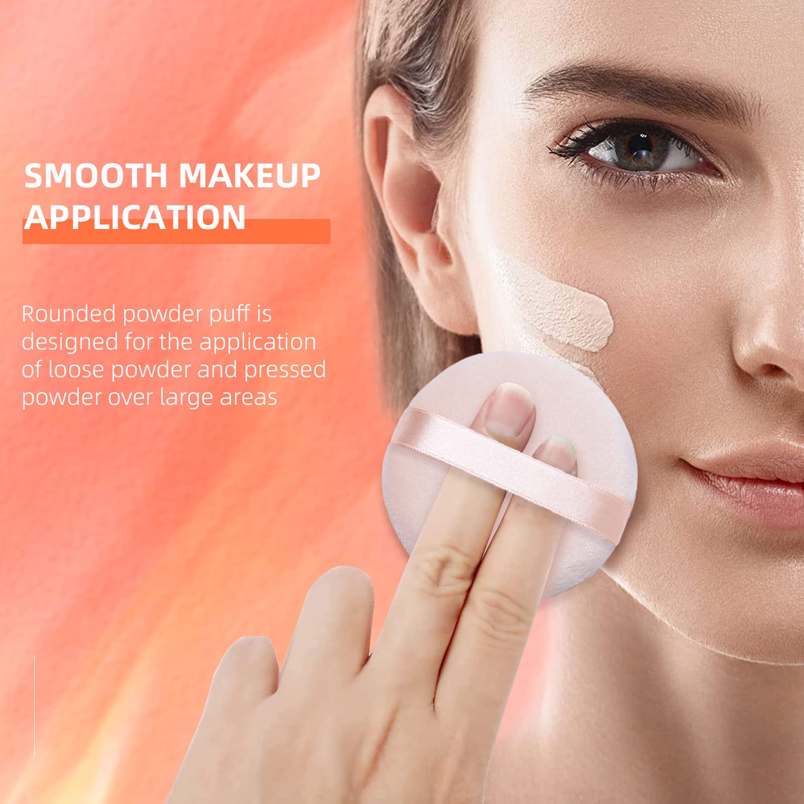 6 Pieces Powder Puffs Cotton Makeup Puffs for Loose Powder Mineral Powder Cosmetic Foundation - 2.36 inch/6 cm Soft Round Powder Puffs Makeup Face Sponges for Face and Body - Nude