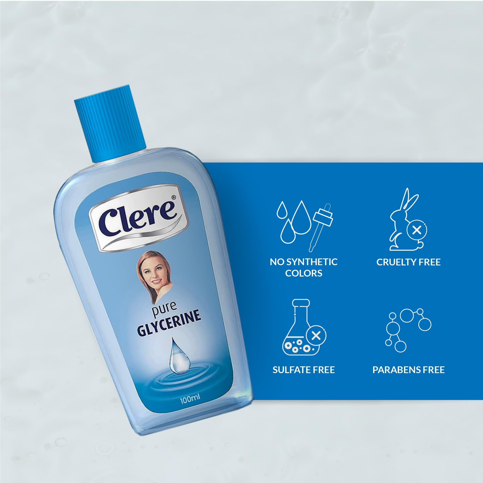 CLERE Pure Glycerine Liquid For Versatile Skin Care, Softening and Moisturizing 100 ml
