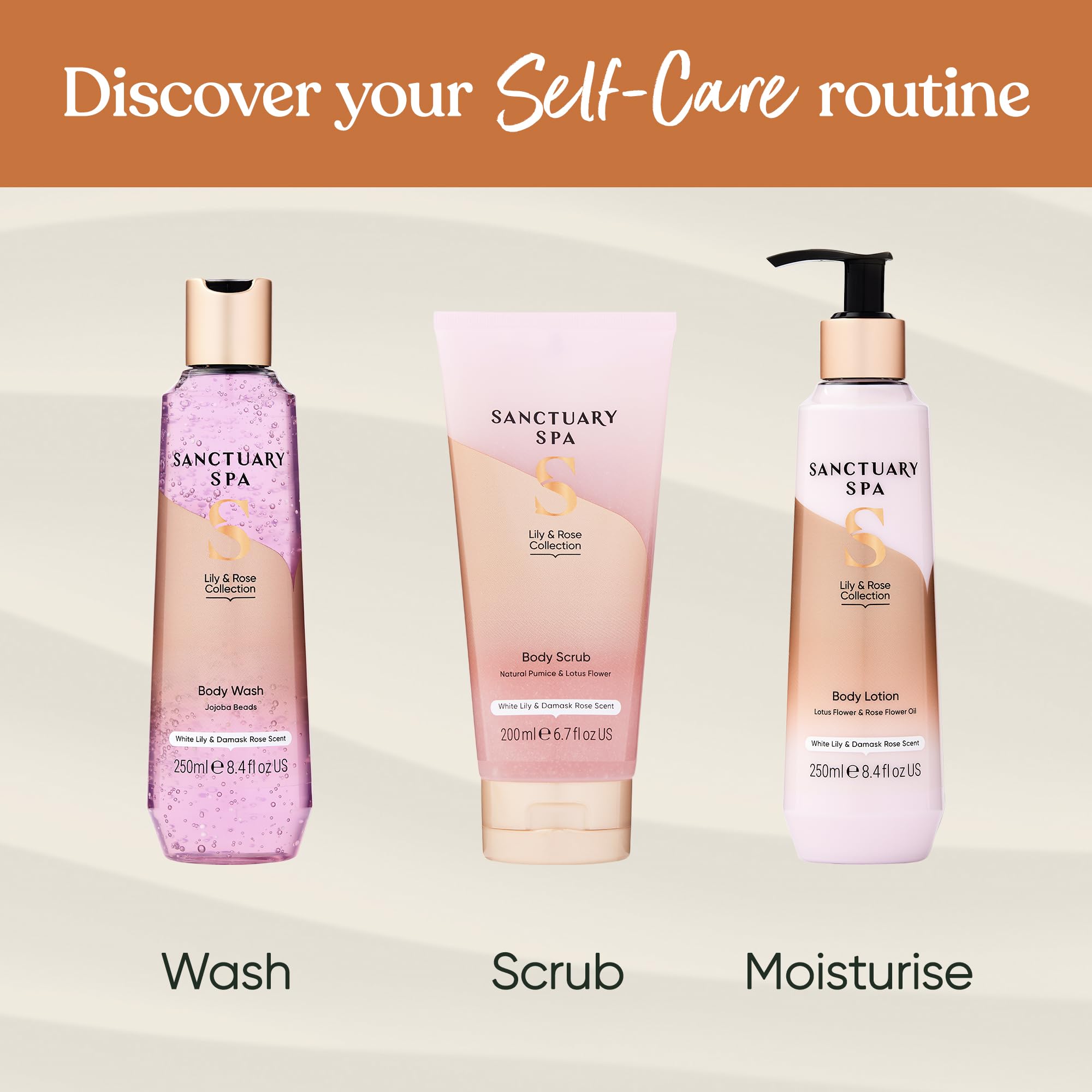 SANCTUARY Spa Lily And Rose Body Lotion, Body Moisturiser, With Lotus Flower And Vitamin C, Vegan And Cruelty Free 250ml