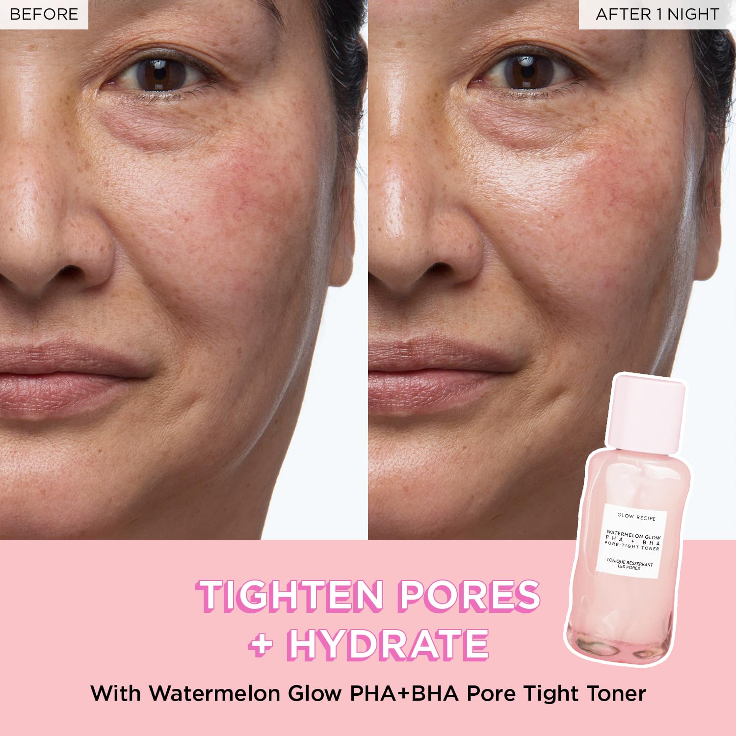 Glow Recipe PHA + BHA Face Toner - Facial Toner, Pore Minimizer & Gentle Face Exfoliant for Glass Skin - Exfoliating, Tightening & Hydrating Skin Care with Hyaluronic Acid & Watermelon (40ml)