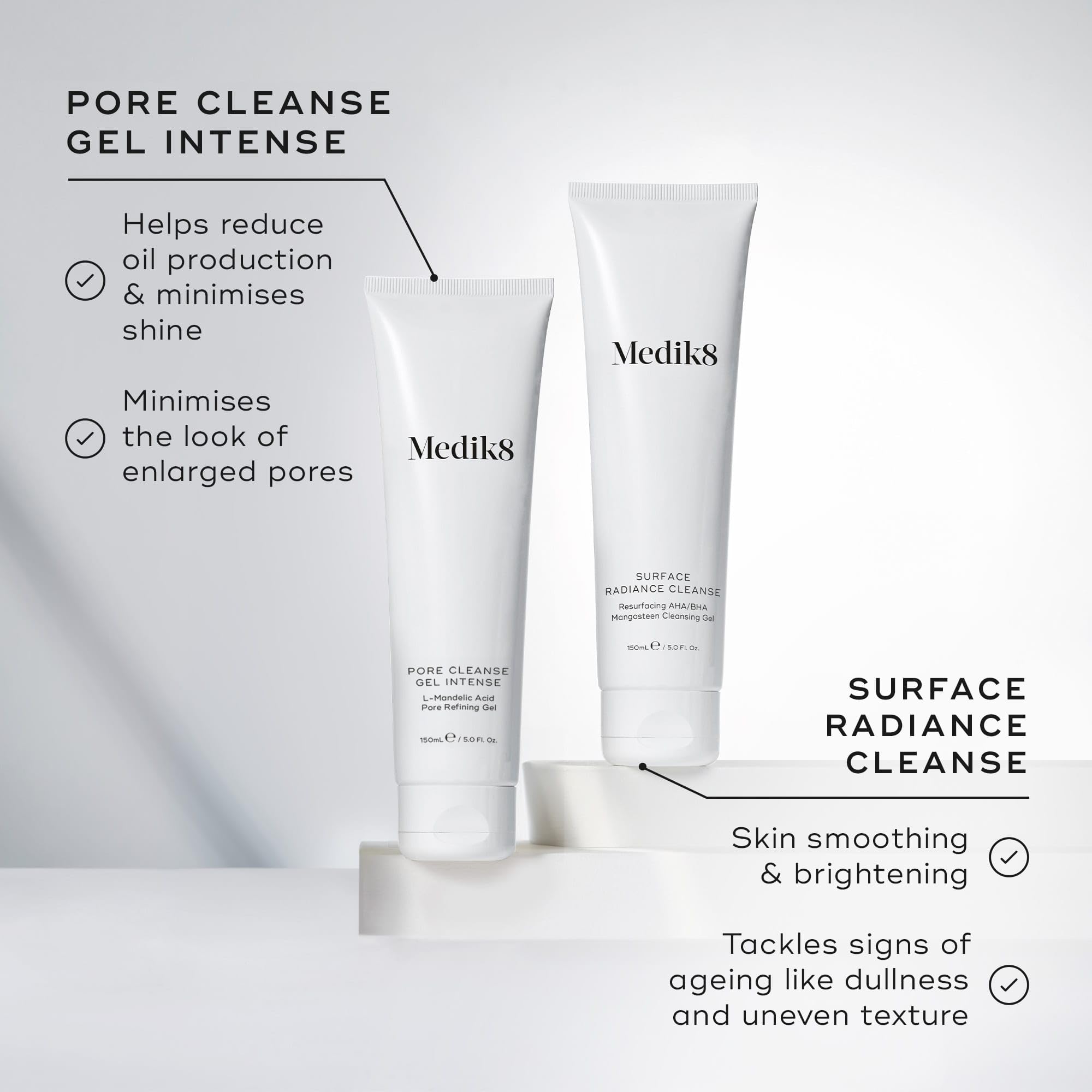 Medik8 Surface Radiance Cleanse - Resurfacing AHA/BHA Mangosteen Cleansing Gel - Salicylic Acid Cleanser - All Skin Types - 150ml
