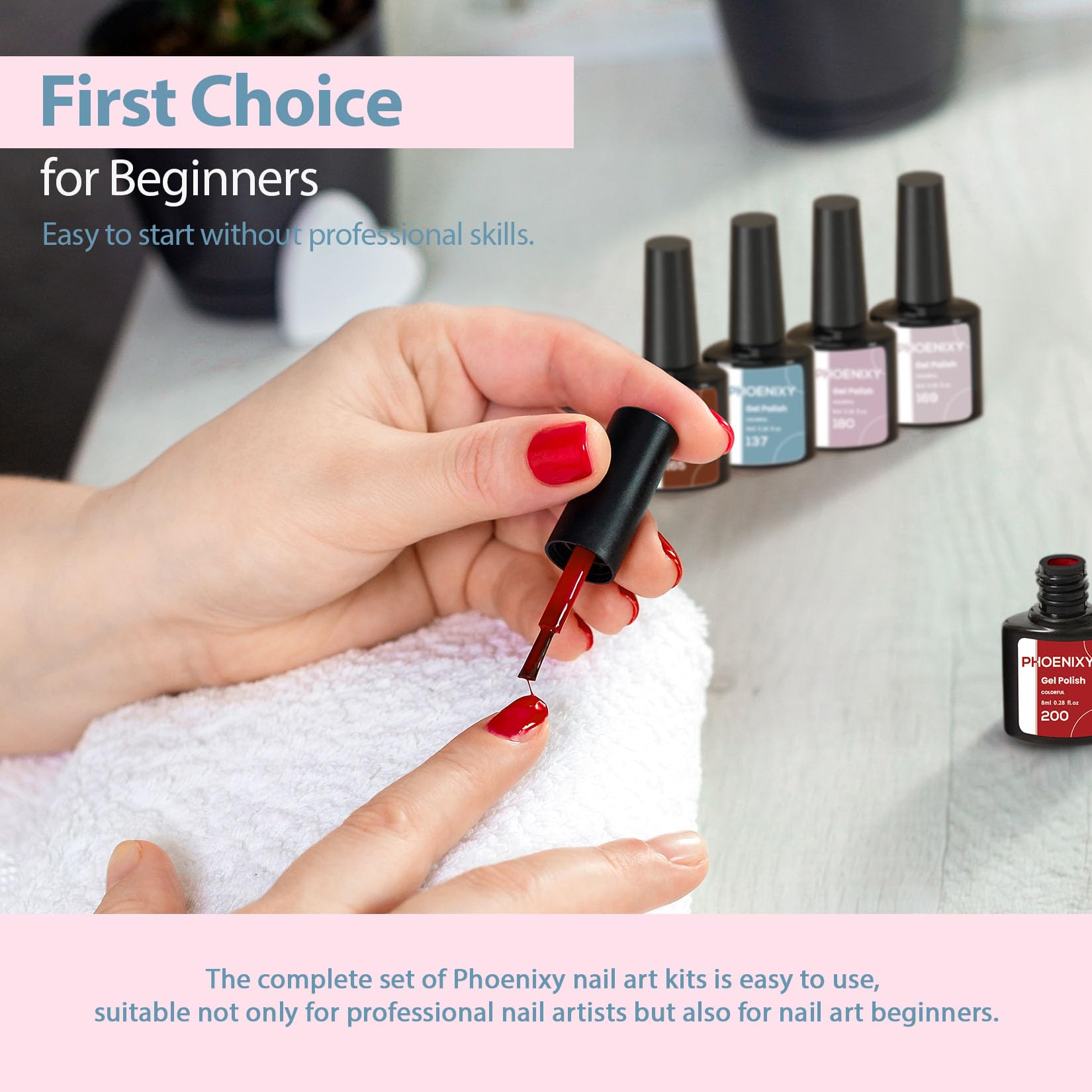 Phoenixy Gel Nail Polish Set, 24 Colours Gel Nail Polish Set with Lamp Starter Kit 8ml Nails Polishes with Base Coat and Glossy Matte Top Coat Nails Art Gifts for Women