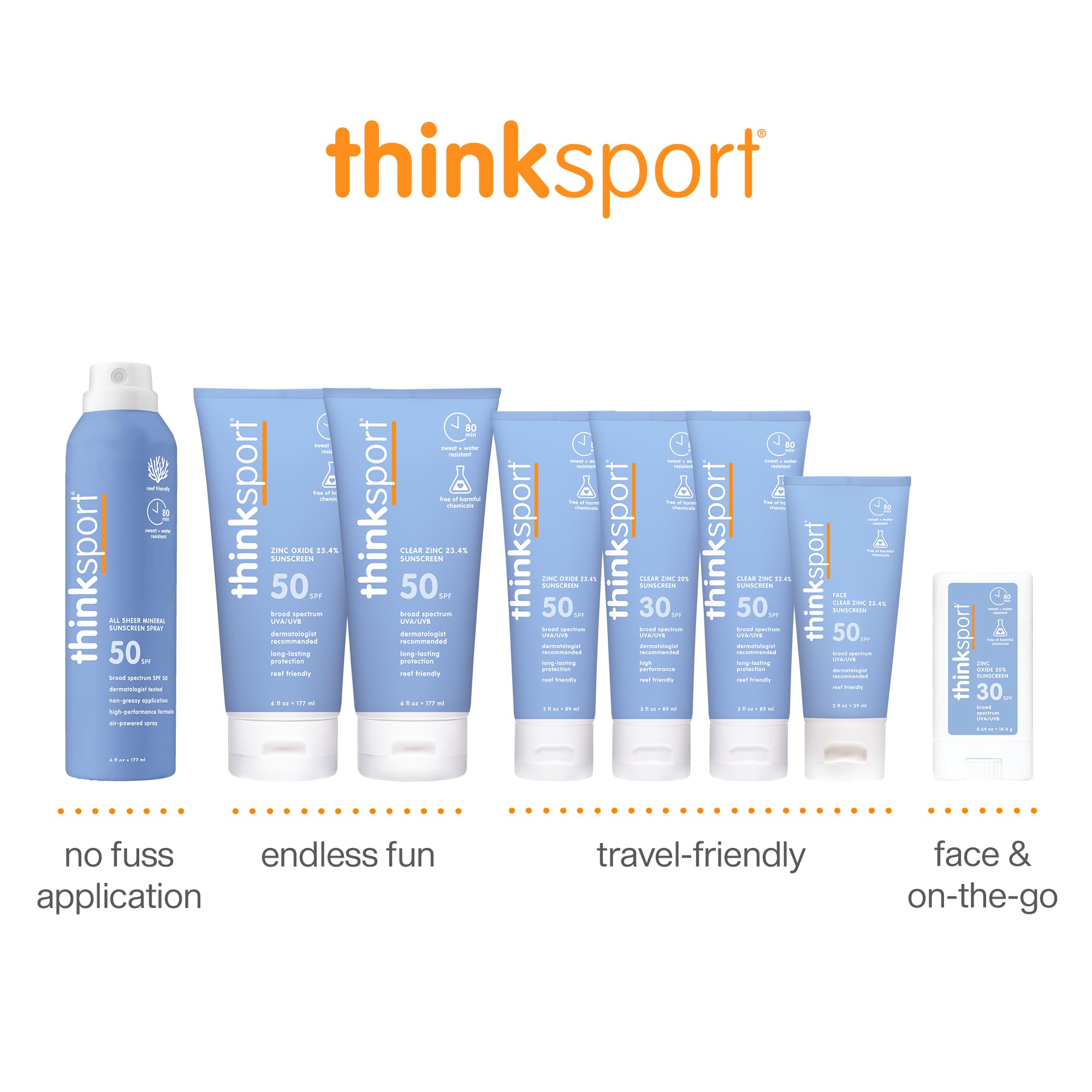 ThinkSport Sunscreen 50 SPF 177ml (6oz) - Safer Zinc Oxide Mineral Formulation - Ideal for all Sport and Outdoor Pursuits - Non-Toxic Ingredients