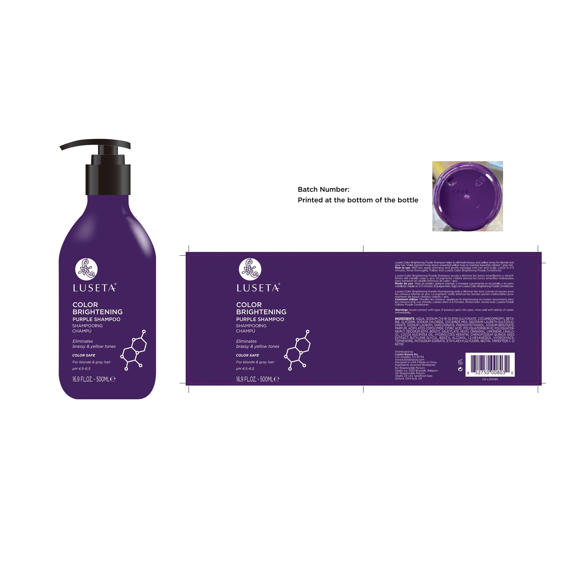 LUSETA Purple Shampoo and Conditioner Set for Blonde, Gray, Ash, Silver Hair, Brass off Infused with Cocos Nucifera Oil for Curly, Damaged, Coloured Hair Hair, Sulfate & Paraben Free, 2 x 500ml