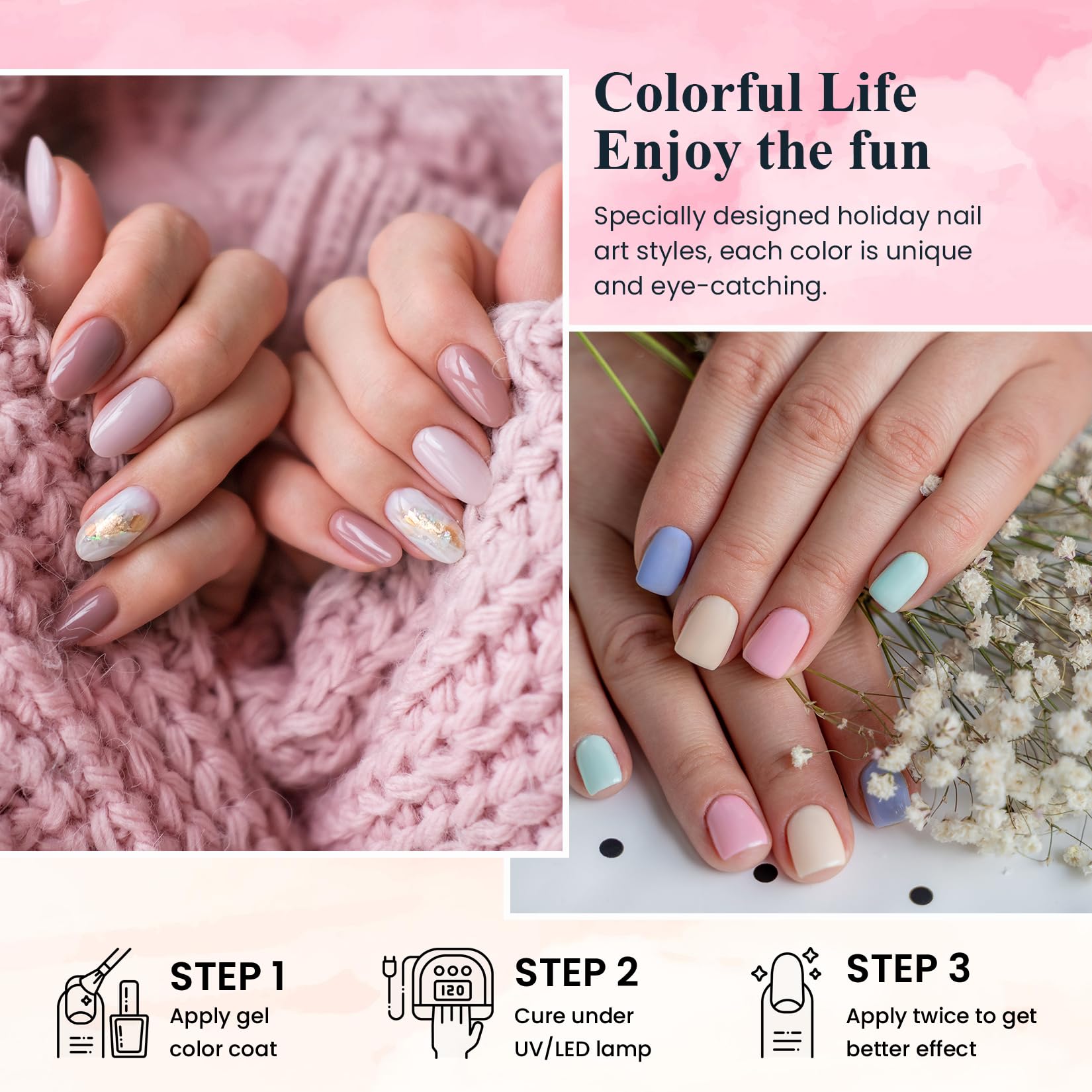 PHOENIXY Gel Nail Polish Kit with UV LED Nail Lamp - 12 Pcs Gel Polishes Set, All Seasons, Glossy Matte & Top Coat, Base Coat, Starter Kit Gift for Women