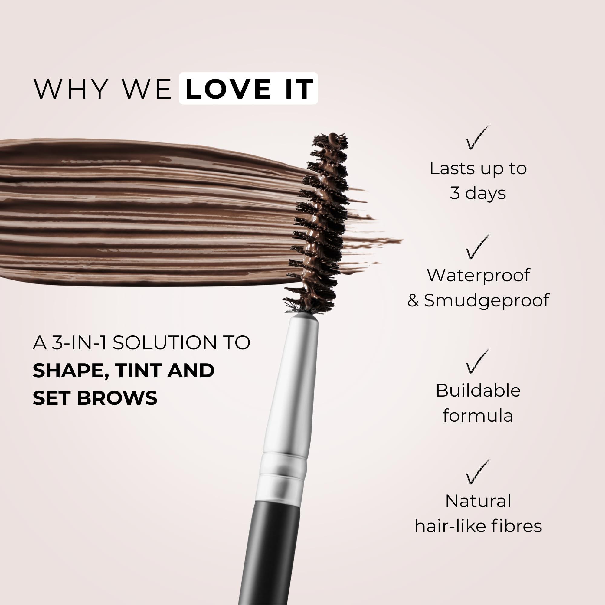 WUNDERBROW Waterproof Eyebrow Gel, Jet Black, Vegan and Cruelty-Free