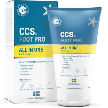 CCS All In One Foot Cream 100ml - Foot Pro Cream for Cracked Heels, Dry Skin & Calluses Feet - Foot Moisturiser - Developed for Very Dry Feet, Cracked Heels, Calluses and Foot Odour