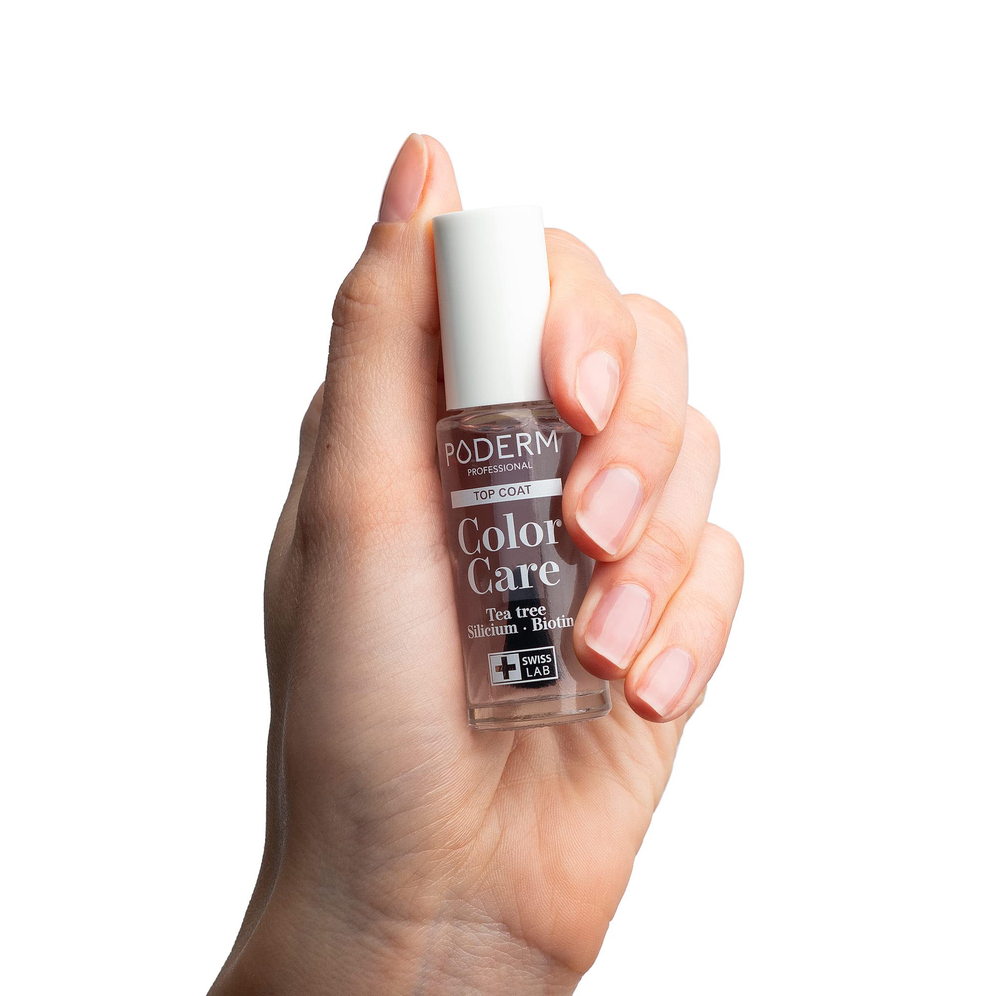 PODERM - TOP COAT Protective - Enriched with TEA TREE - Ensures long-lasting colour - Prevention & Treatment for Yellow/Damaged Nails - Natural & Vegan Ingredients - Swiss Lab