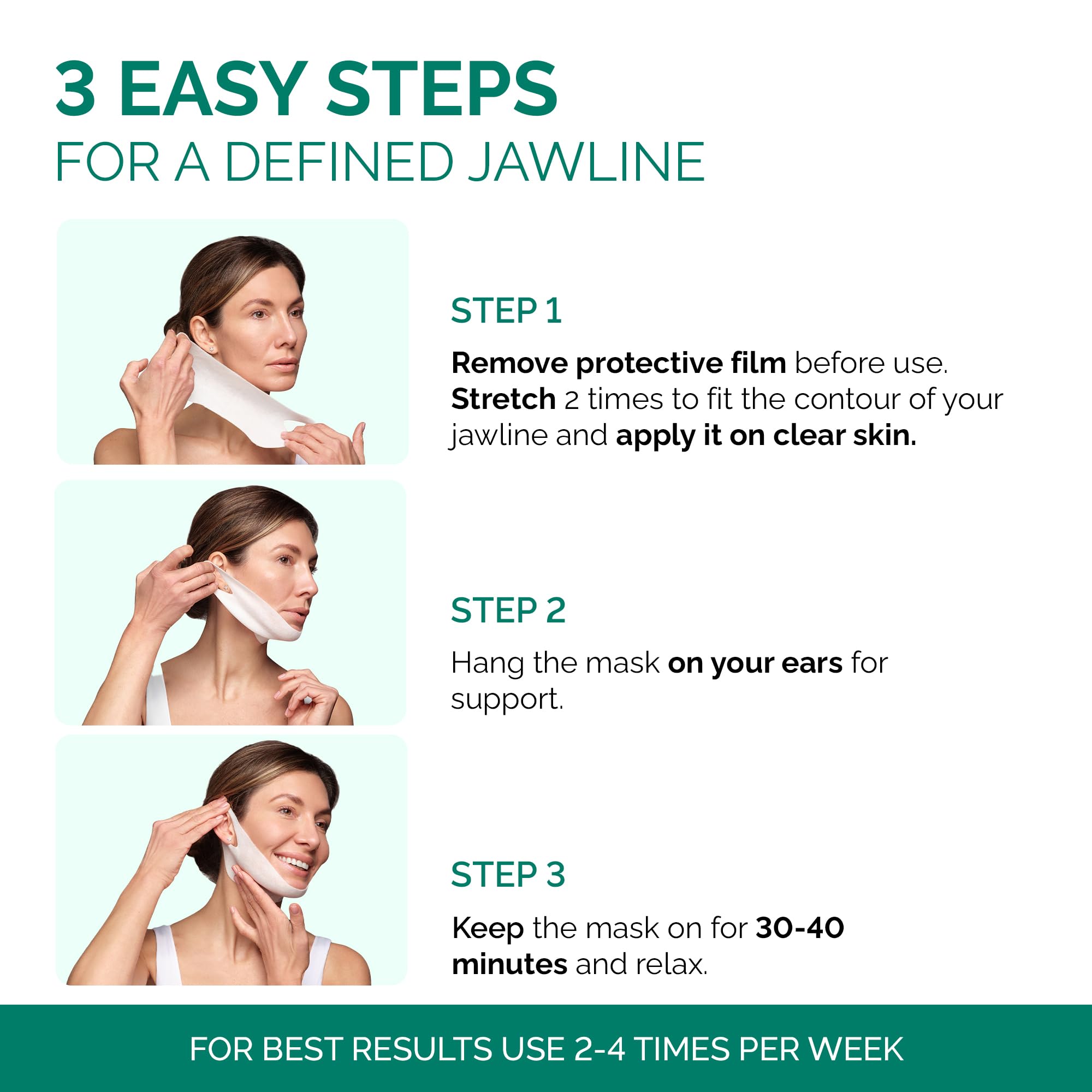 Plantifique Collagen Face Mask V-Line 10 Pcs for Skin Firming & Tightening, Double Chin & Jawline Lifting