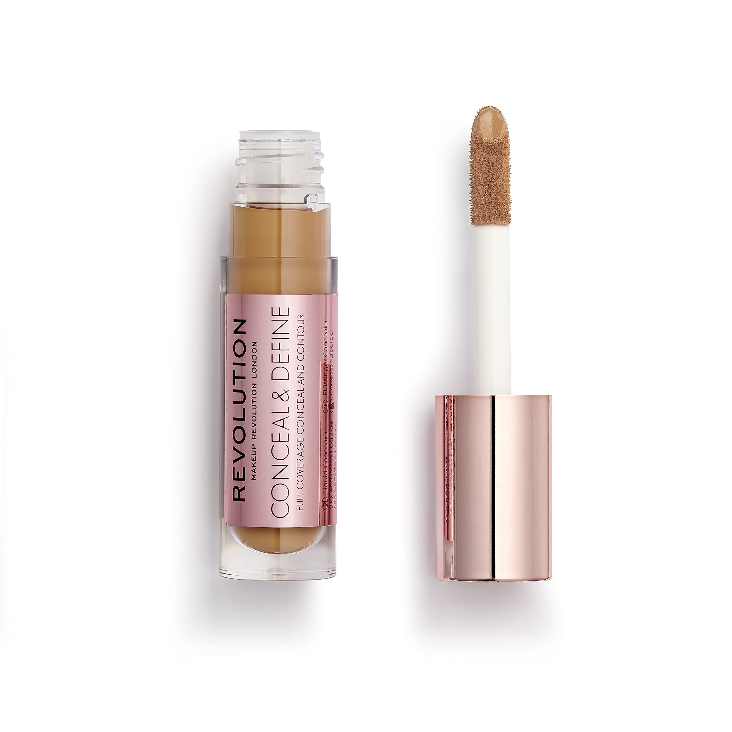 Revolution, Conceal & Define Concealer, Full Coverage & Lightweight, Long-Lasting Matte Finish, Vegan & Cruelty Free, C13 Dark to Deep Skin Tones, 0.14 oz
