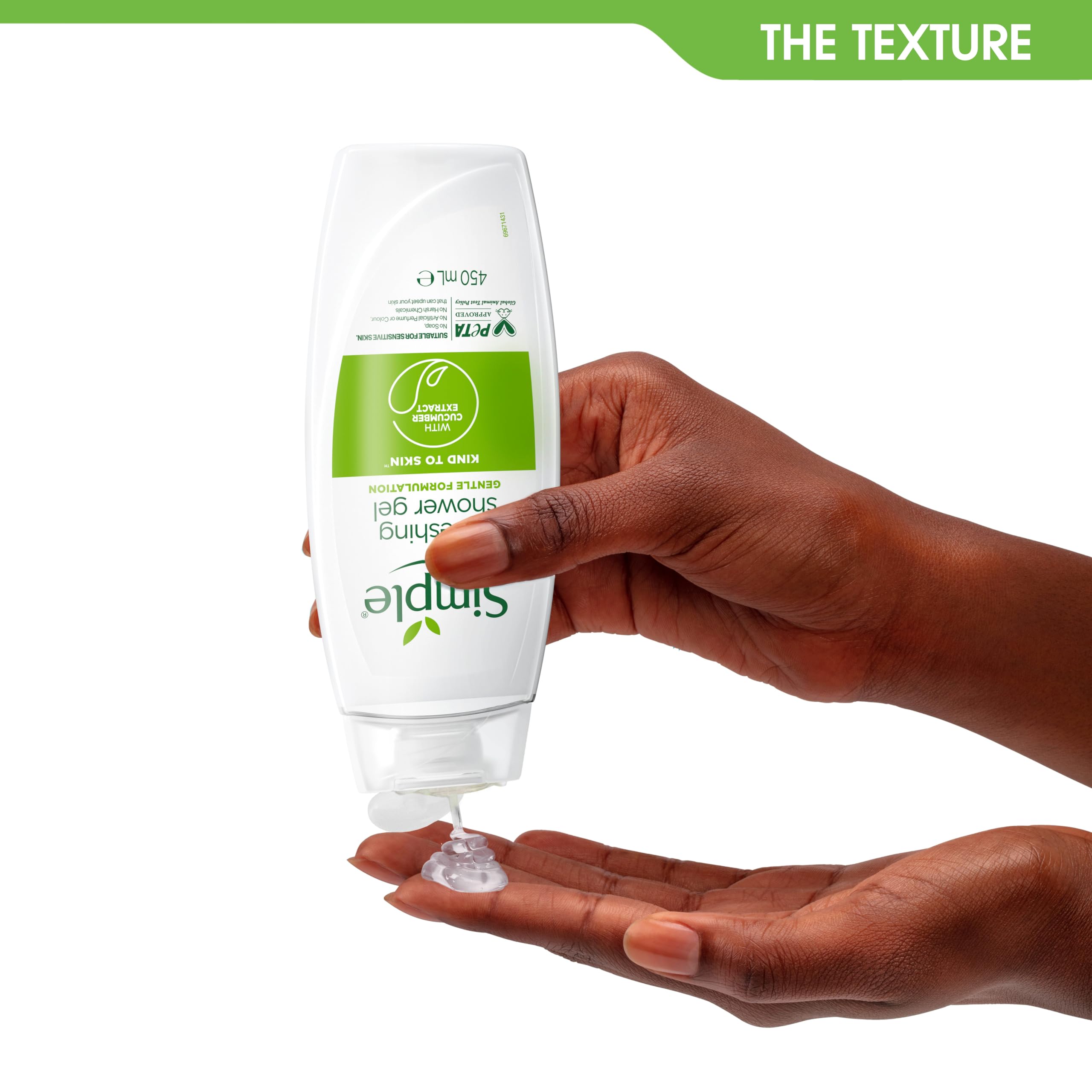 Simple Kind to Skin Refreshing Shower Gel Body Wash with cucumber extracts and pro-vitamin B5 for sensitive skin 6x 450 ml