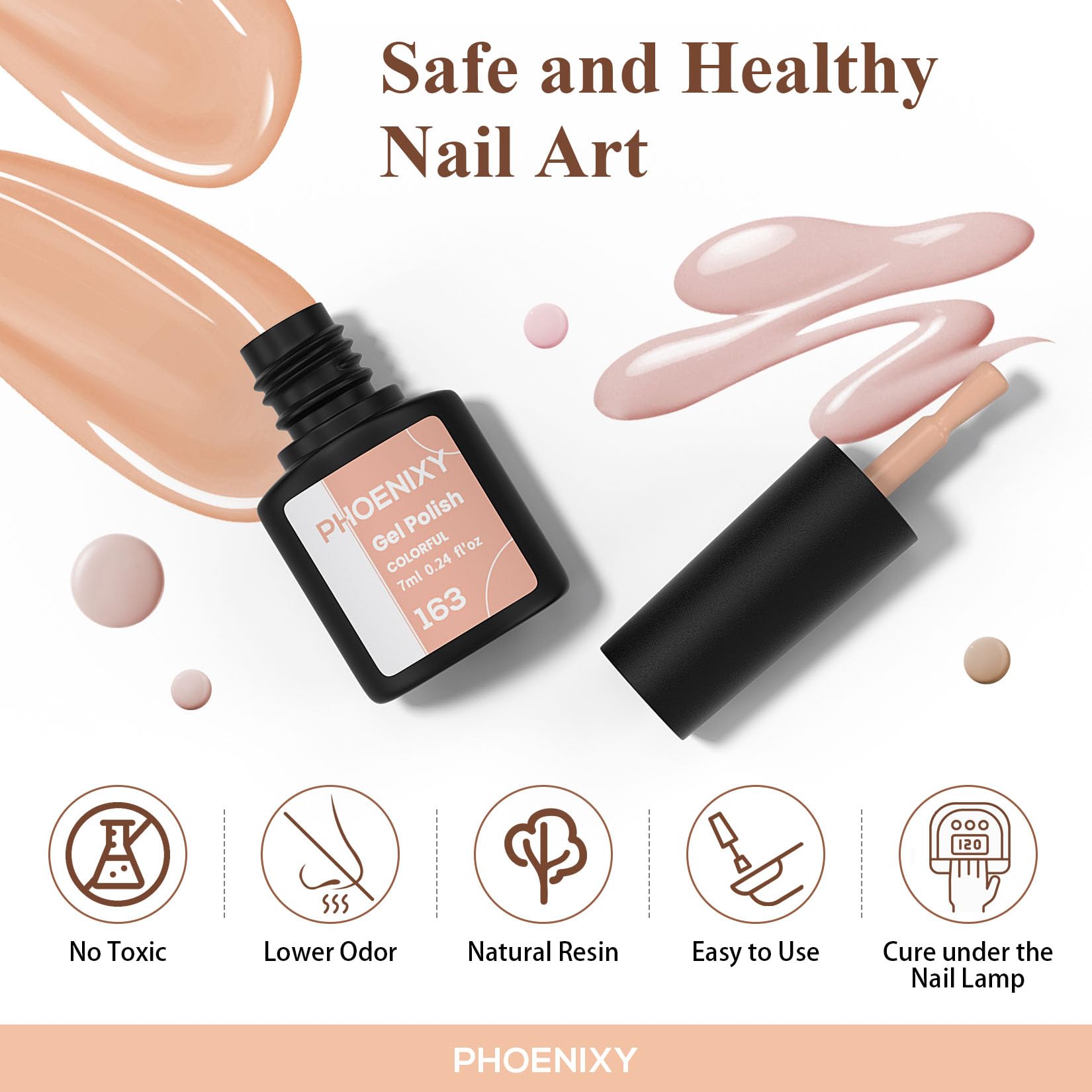 Phoenixy Gel Nail Polish Set - 50pcs UV Nail Polishes 7ml Nail Varnish with Base Top Matte Glitter Coat Gel Polish Set Nail Varnish Sets Gift for Women