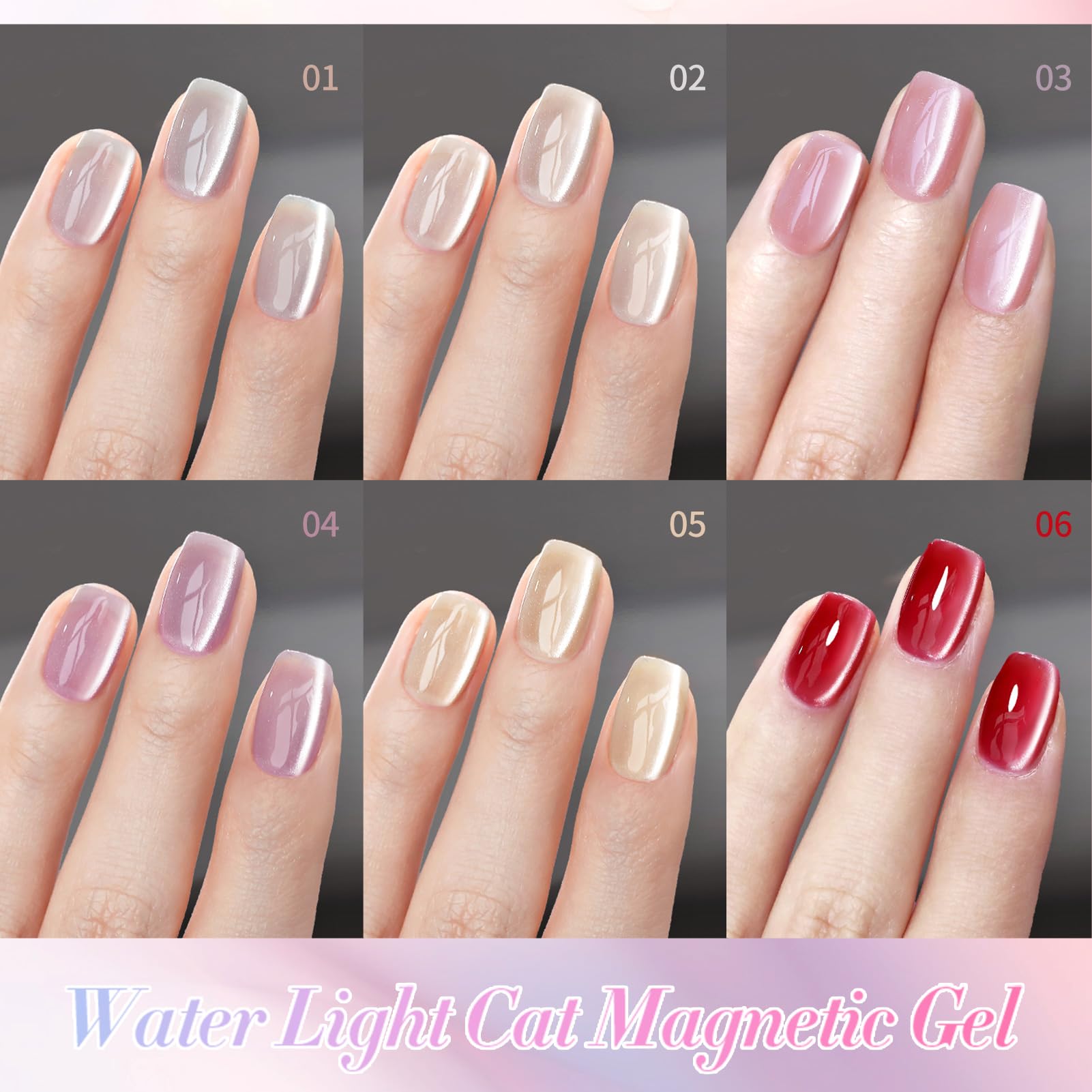 BORN PRETTY Magnetic Gel Nail Polish Jelly Translucent Polish Glitter Shimmer Pearl Auroras U V Gel 6 Colours Pink Nude Nail Lamp Varnish Manicure Kit for Women Gift Set