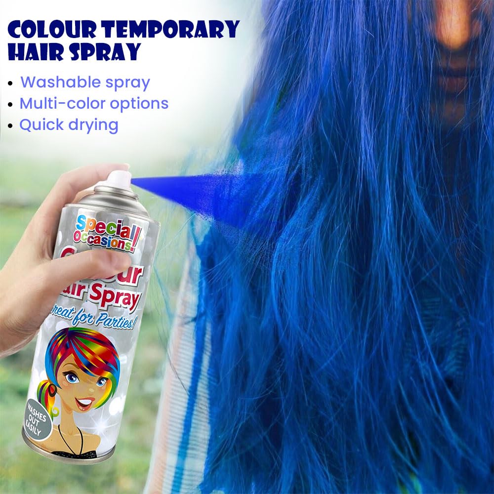 Zopper 6 x 200ml Hair Spray Multi Colour for Special Occasion Temporary Washable Fancy Dress Up Hairspray Can