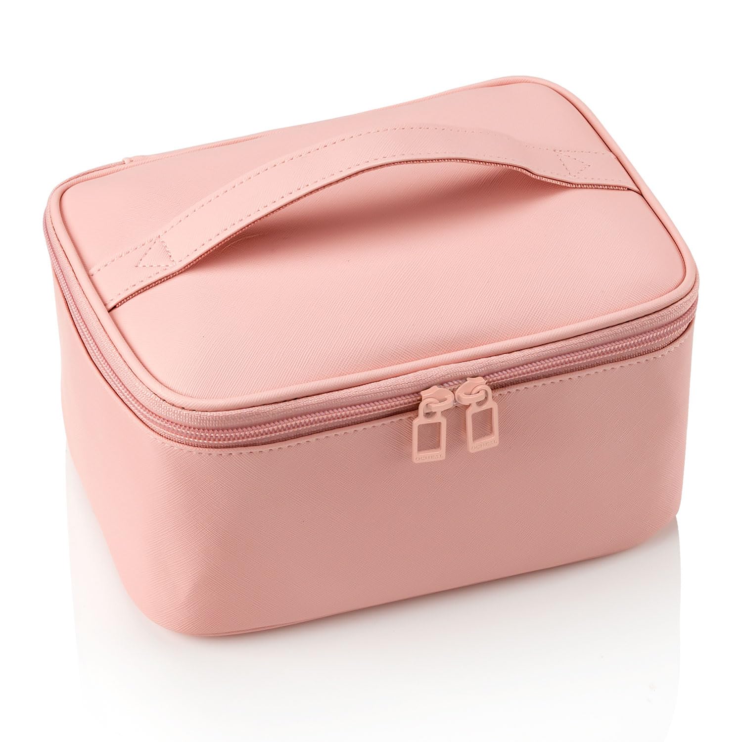 Travel Makeup Bag, Portable Cosmetic Bag with Makeup Brushes Organiser Large Capacity Toiletry Bags Holiday Essentials for Women, Pink