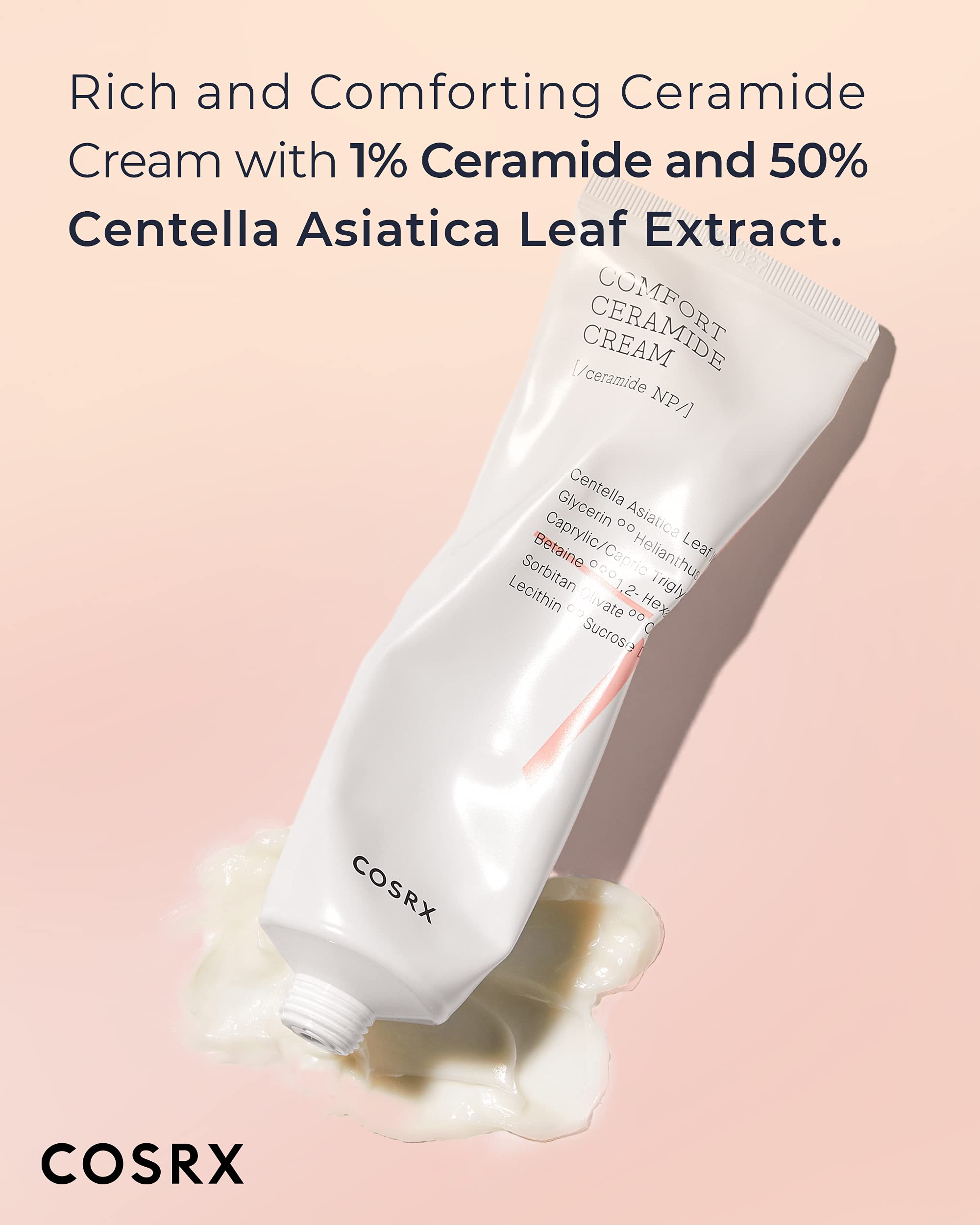 COSRX Balancium Comfort Ceramide Cream, 2.82 oz/80g | 50% Centella Asiatica Soothing & Long-lasting Facial Moisturiser for Dry Skin | Matte Finish | Korean Skin Care, Animal Testing Free, Paraben Free