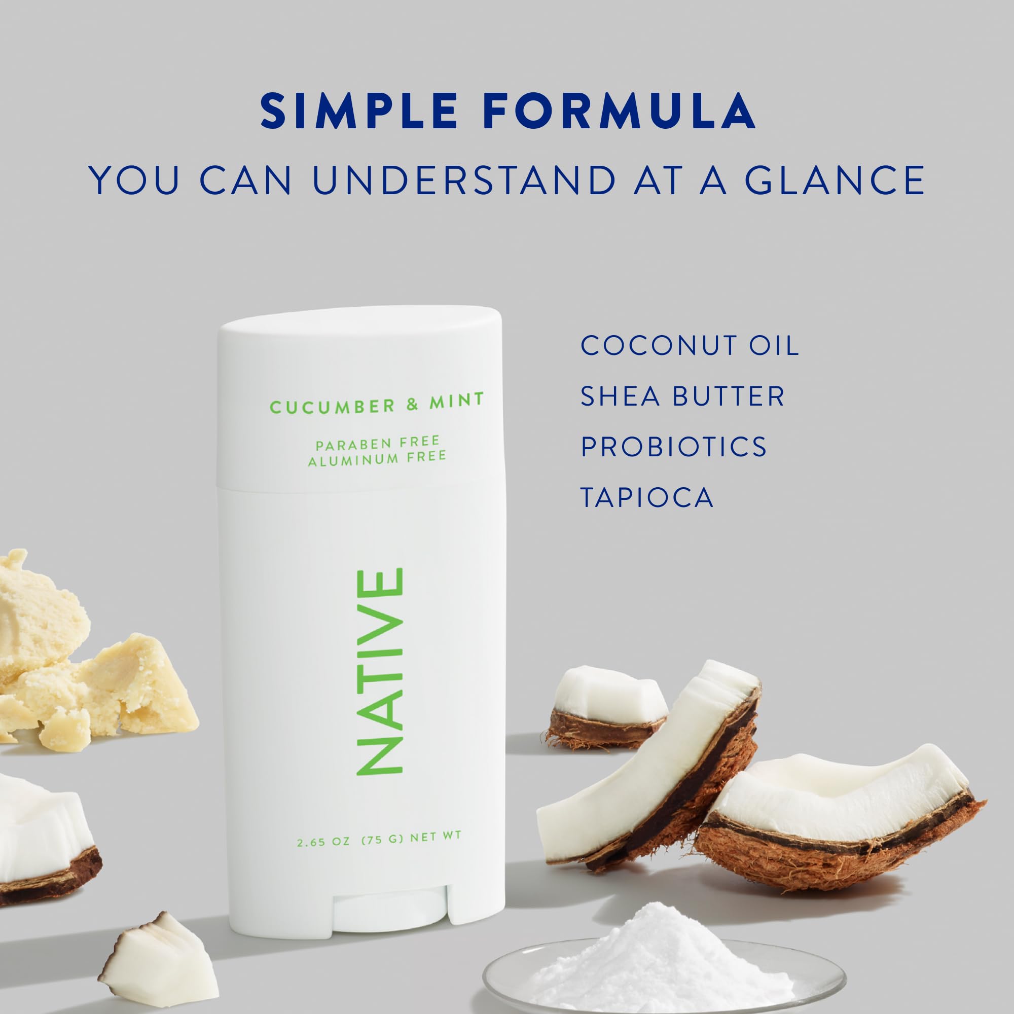 Native Deodorant Contains Naturally Derived Ingredients, 72 Hour Odor Control | Deodorant for Women and Men, Aluminum Free with Baking Soda, Coconut Oil and Shea Butter | Cucumber & Mint