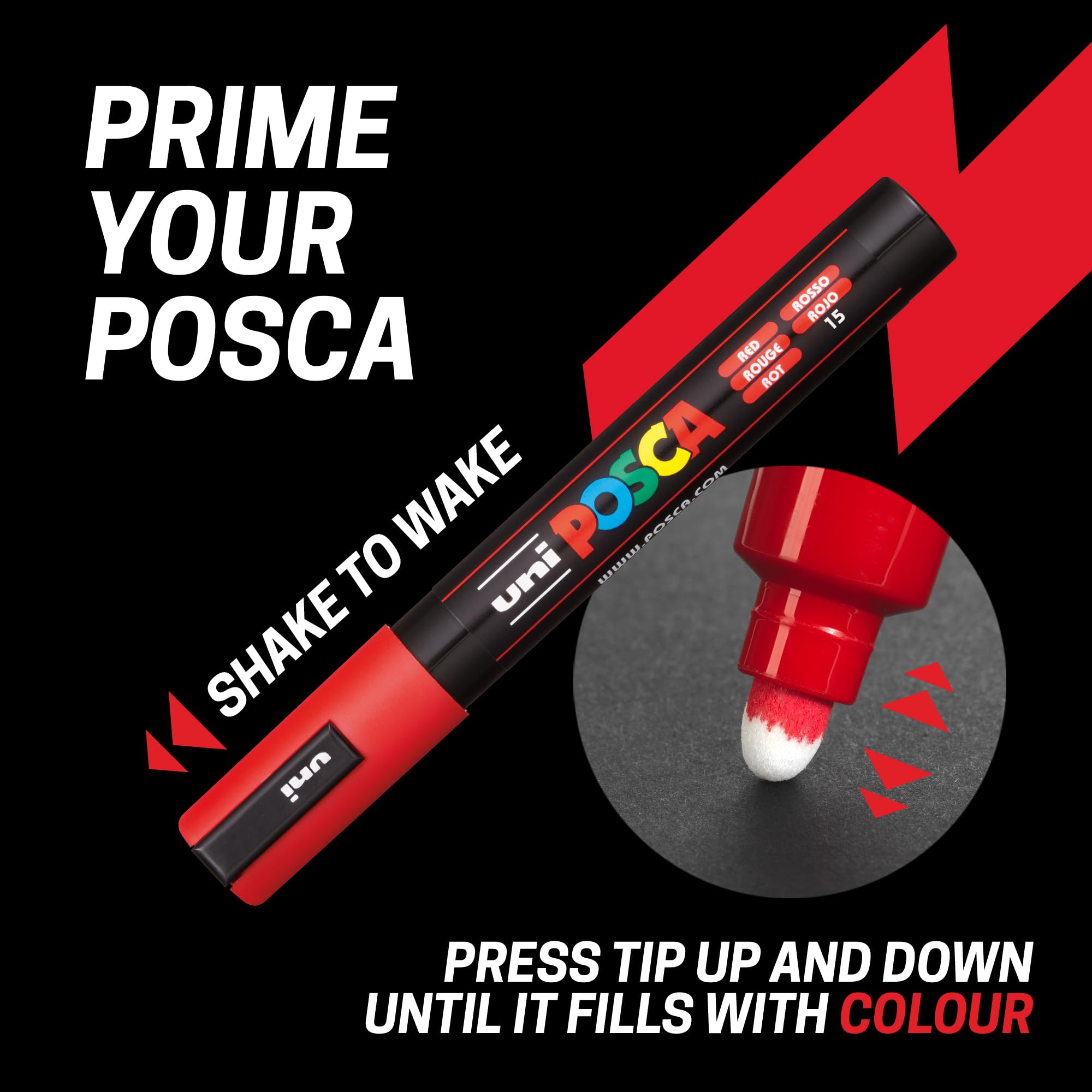 Posca Pens PC-5M Acrylic Felt Tip Coloured Permanent Paint Markers for Adults and Kids. Perfect for Colouring, Fabric, Graffiti, Watercolour, Outline Drawing, Window and Glass Art. 12 Pack