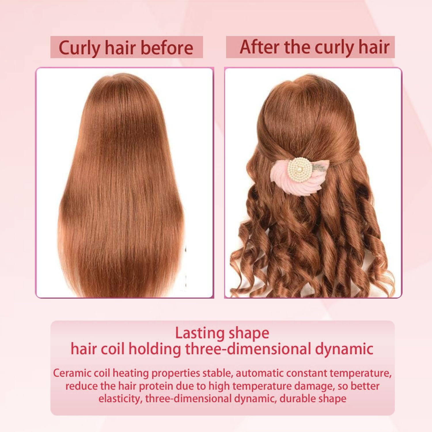 SevenPanda Hair Curler,Rotating Curling Wand Curling Tongs, Cordless Auto Curler,Long Lasting with Ceramic Professional Hair Crimper LCD Display 6 Kinds of Temp. Control & Timer Settings Curler