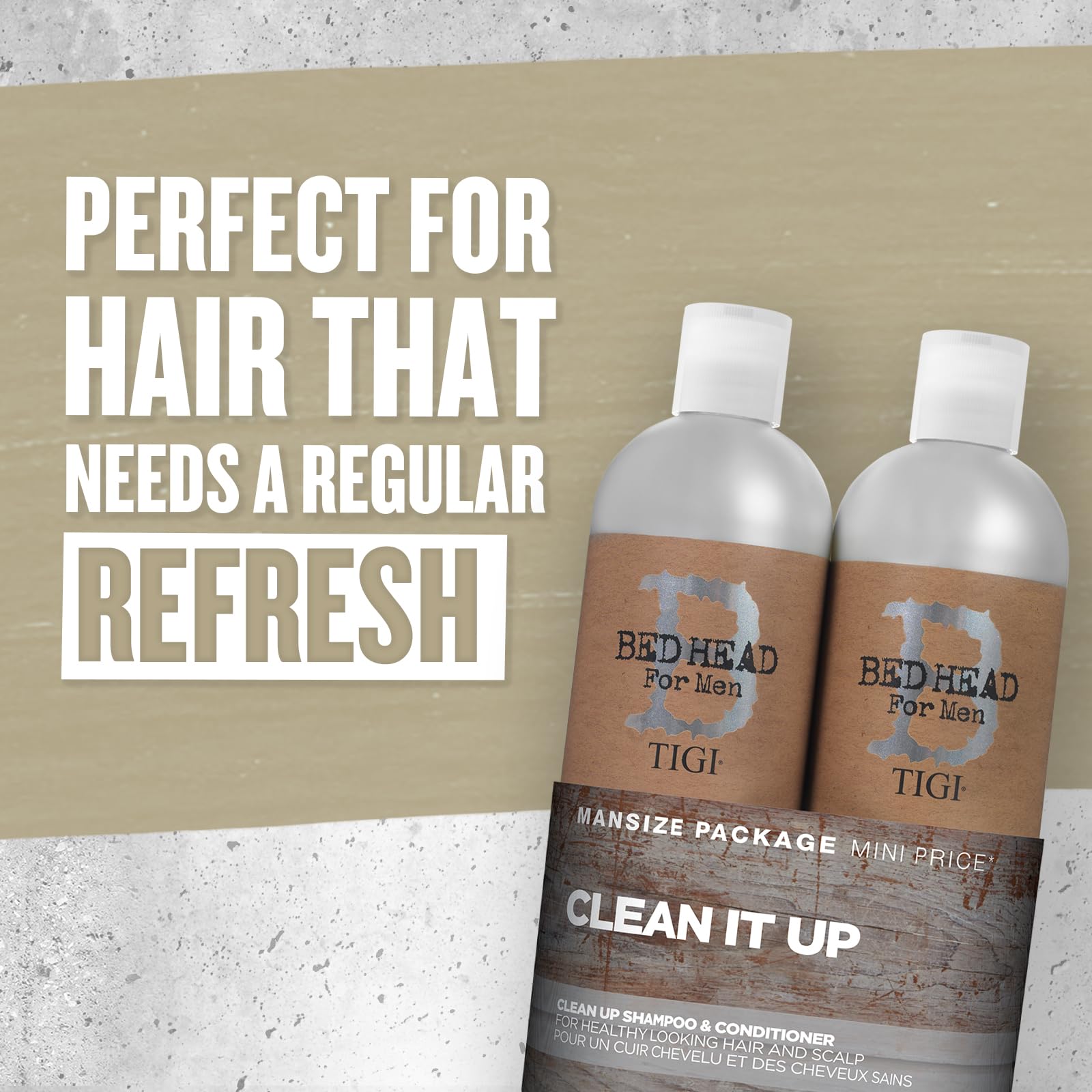 Tigi Bed Head B for Men Clean Up Kit - 2 Pc, 25.36 Oz Shampoo, 25.36 Oz Conditioner, Gluten Free, Peppermint Scent, Menthol, 1 Count