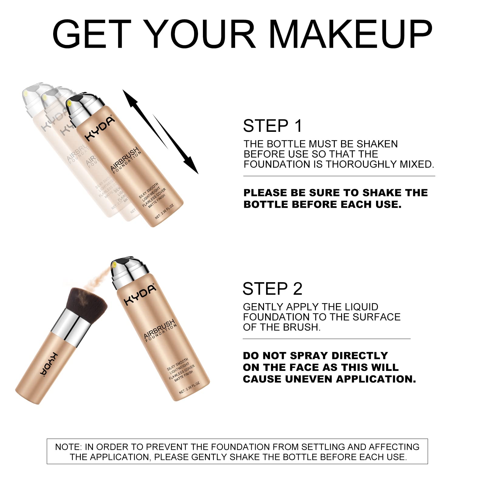 KYDA AirBrush Foundation Spray, Silky Foundation Makeup, High Coverage Smooth Creamy Finish, Lasting Lightweight Breathable, Moisturizing Makeup Base Cream-#220 Natural Beige