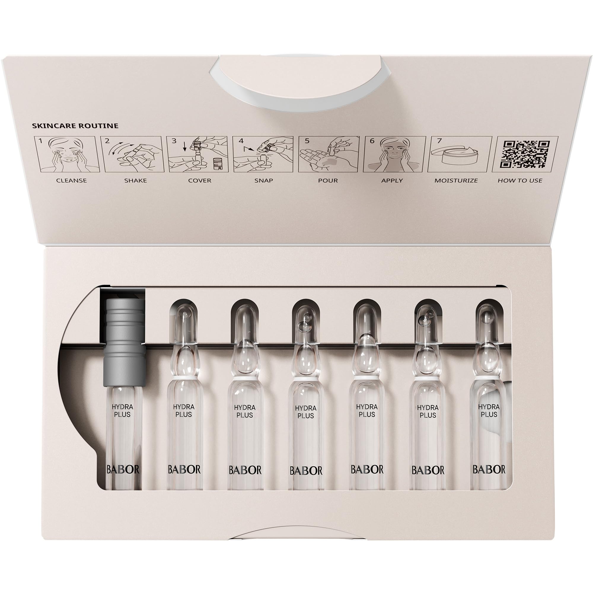 BABOR Hydra Plus Ampoule Concentrate, Moisturizing Skincare Capsule, Hyaluronic Acid Serum, Deeply Nourish to Plump and Smooth Skin, Anti Aging Serum 7 Day Treatment