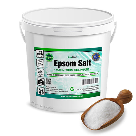 Grow Chem Natural Epsom Salts (5KG Bucket) –Pure Food Grade Magnesium Sulphate Mineral, 100% Natural Salts Mined in Germany - for Health, Detoxification, Muscle Relief, Exfoliating & Gardening