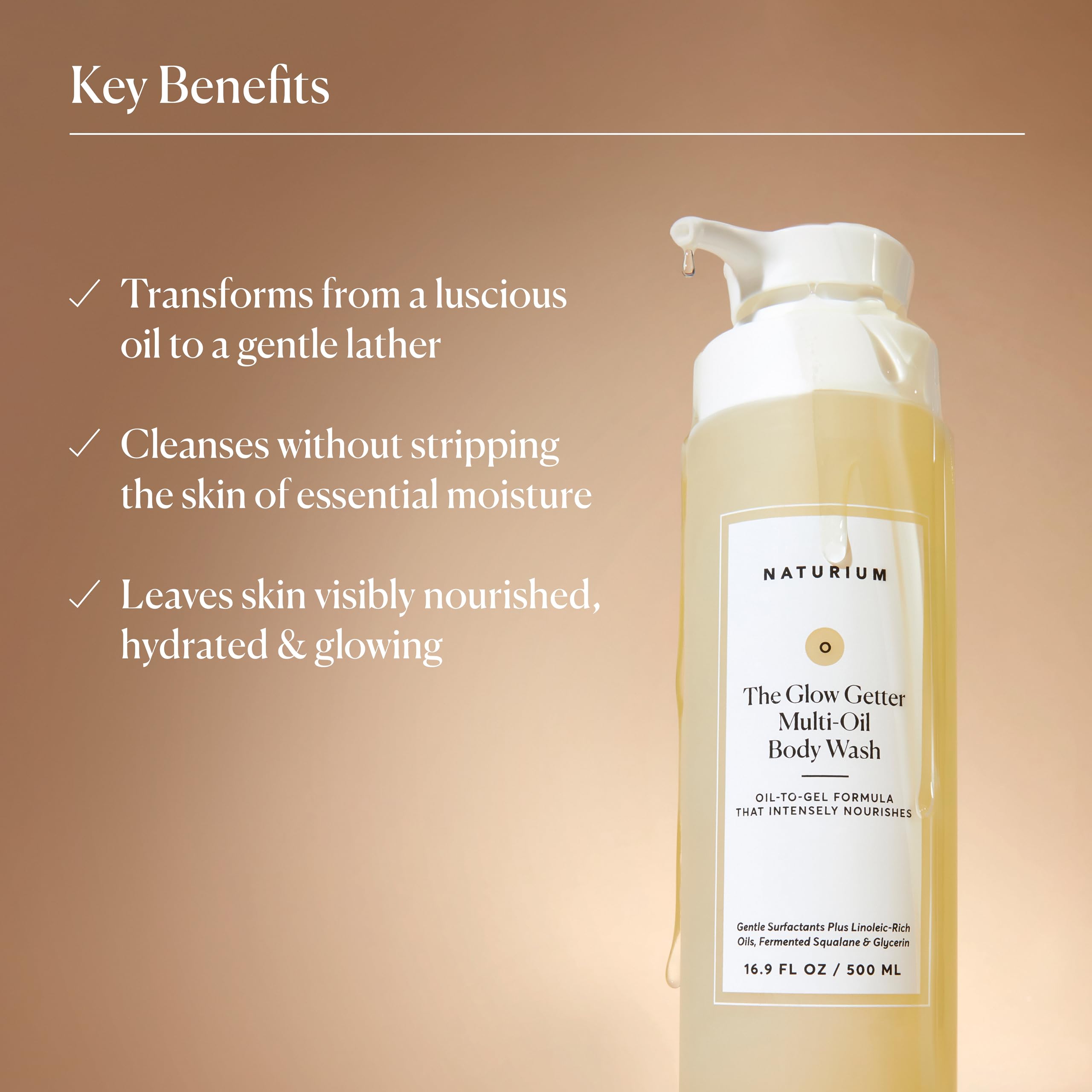 Naturium The Glow Getter Multi-Oil Hydrating Body Wash, Gentle Cleanser | 16.9 FL OZ / 500 ML