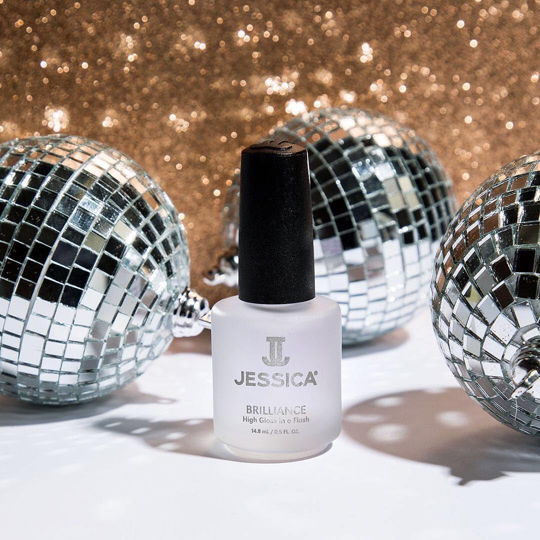 JESSICA Brilliance Top Coat Nail Polish, Quick Dry, High Gloss Finish, Clear, 14.8ml