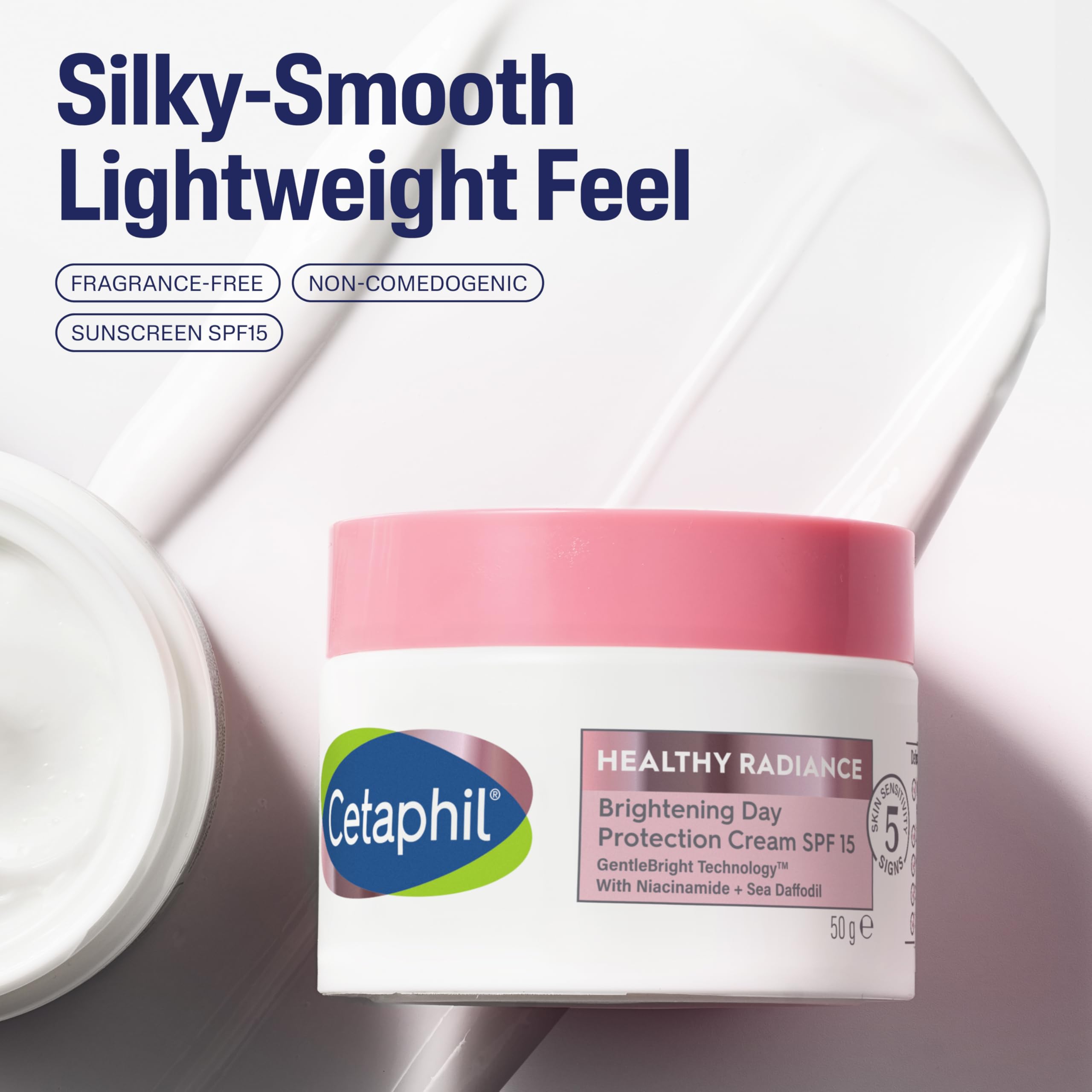 Cetaphil Day Cream SPF 15, 50g, Healthy Radiance Brightening Face Moisturiser For Hyperpigmentation, With Niacinamide