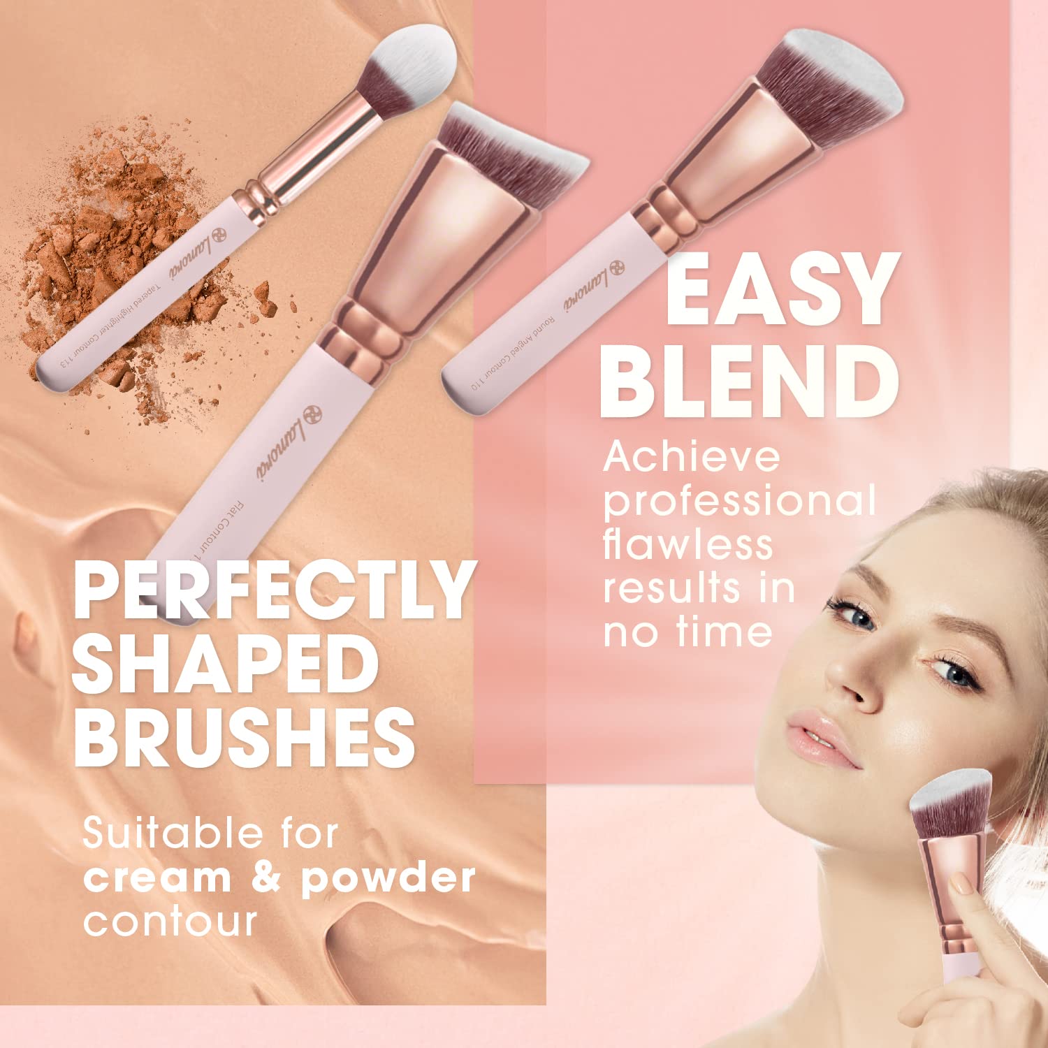 Contour Powder Kabuki Foundation Blush Fan Brush Set - Synthetic Sculpting and Highlighting Kit - Contouring Makeup Brushes