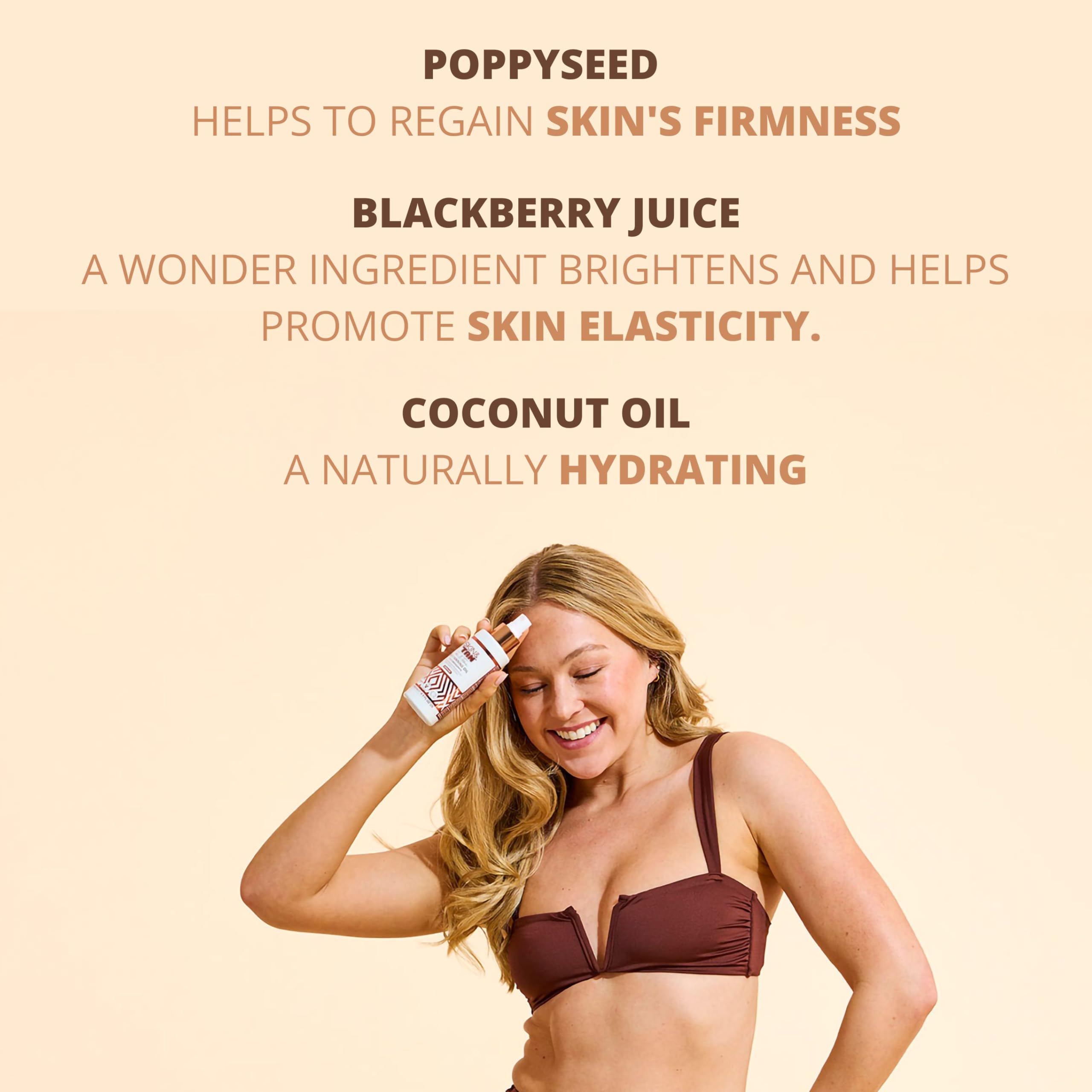 Skinny Tan Tan & Tone Self Tan Oil - Streak Free Natural Looking Fake Tan with Coconut Oil, Enriched with Guarana Extract to Tone & Firm Skin, Cruelty-Free & Vegan - Medium, 145ml