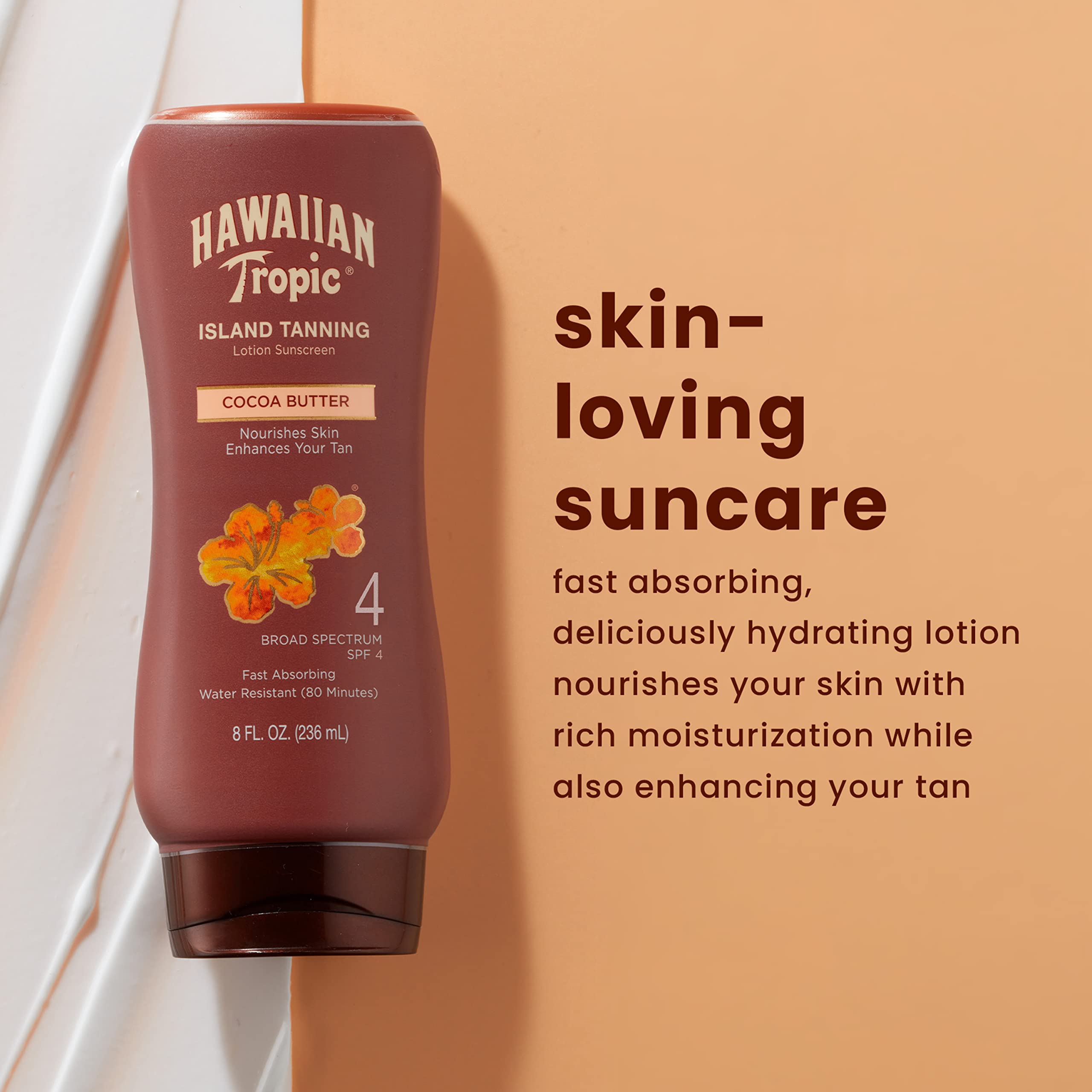 Hawaiian Tropic Sunscreen Protective Dark Tannning Sun Care Sunscreen Lotion, Cocoa Butter - SPF 4, 8 Ounce